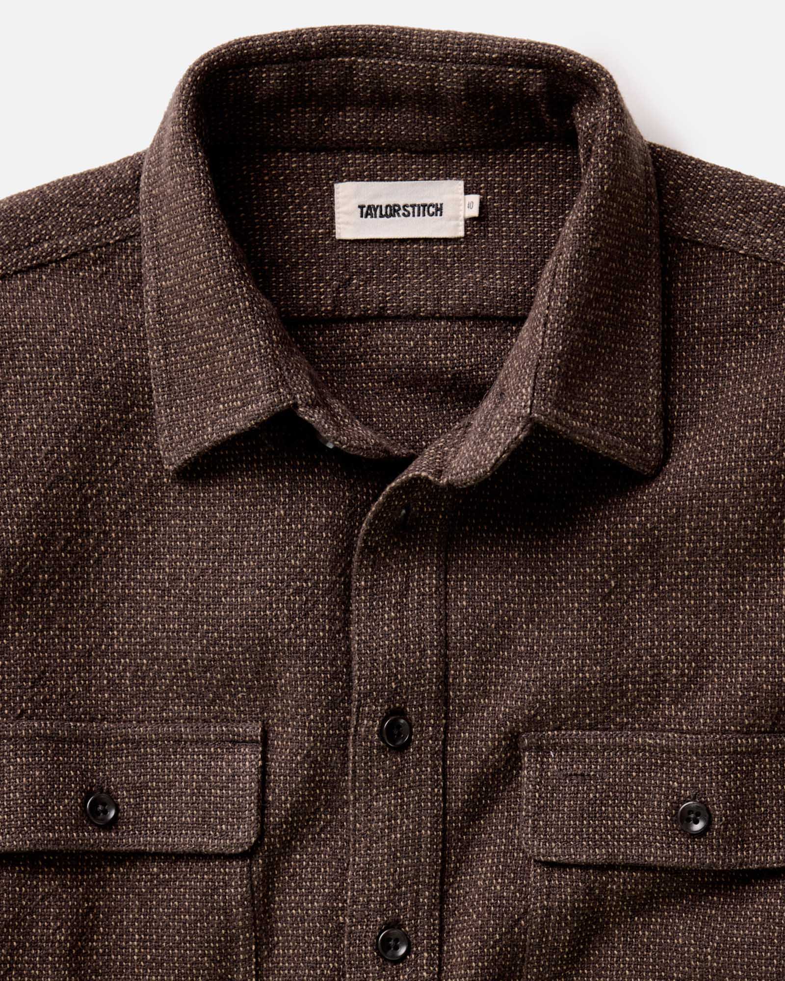 The Ledge Shirt in Black Coffee Linen Tweed