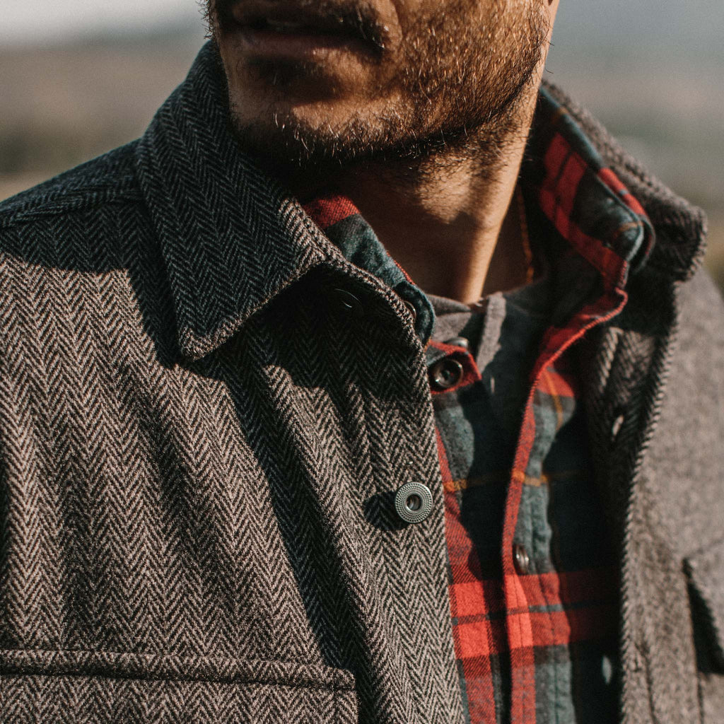 Coal Herringbone Wool Explorer Shirt V67768