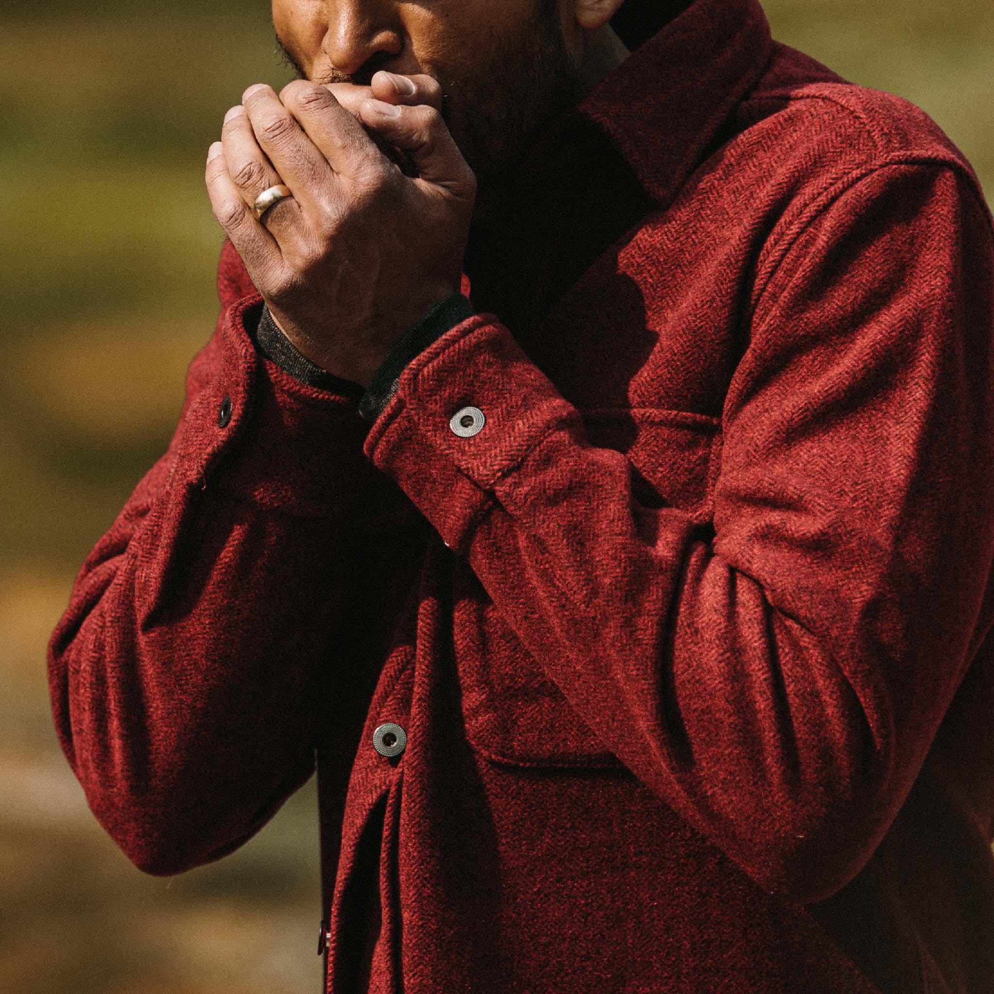 Burgundy Herringbone Wool Explorer Shirt V80894