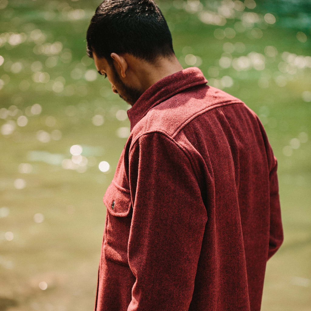 Burgundy Herringbone Wool Explorer Shirt V80894