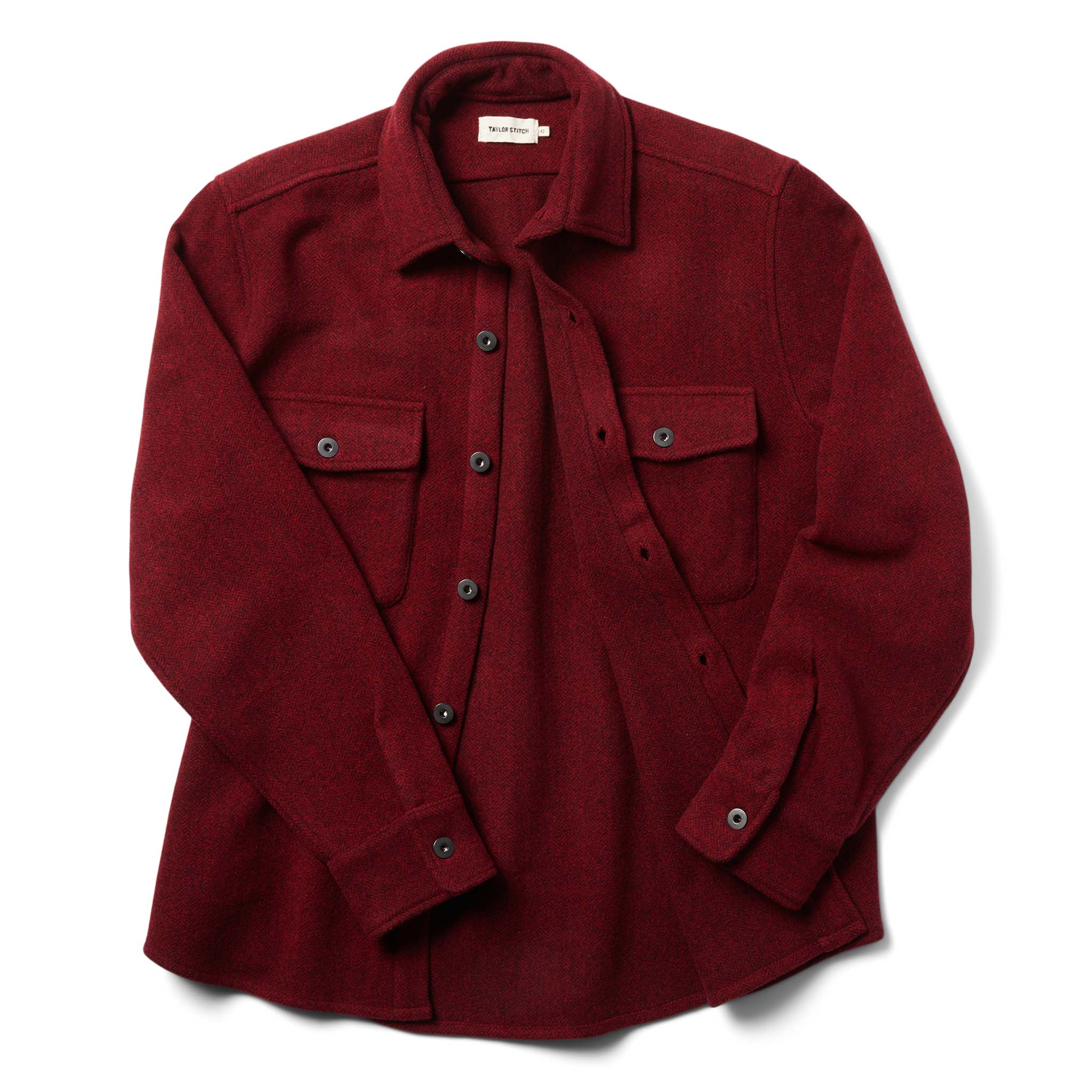 Burgundy Herringbone Wool Explorer Shirt V80894