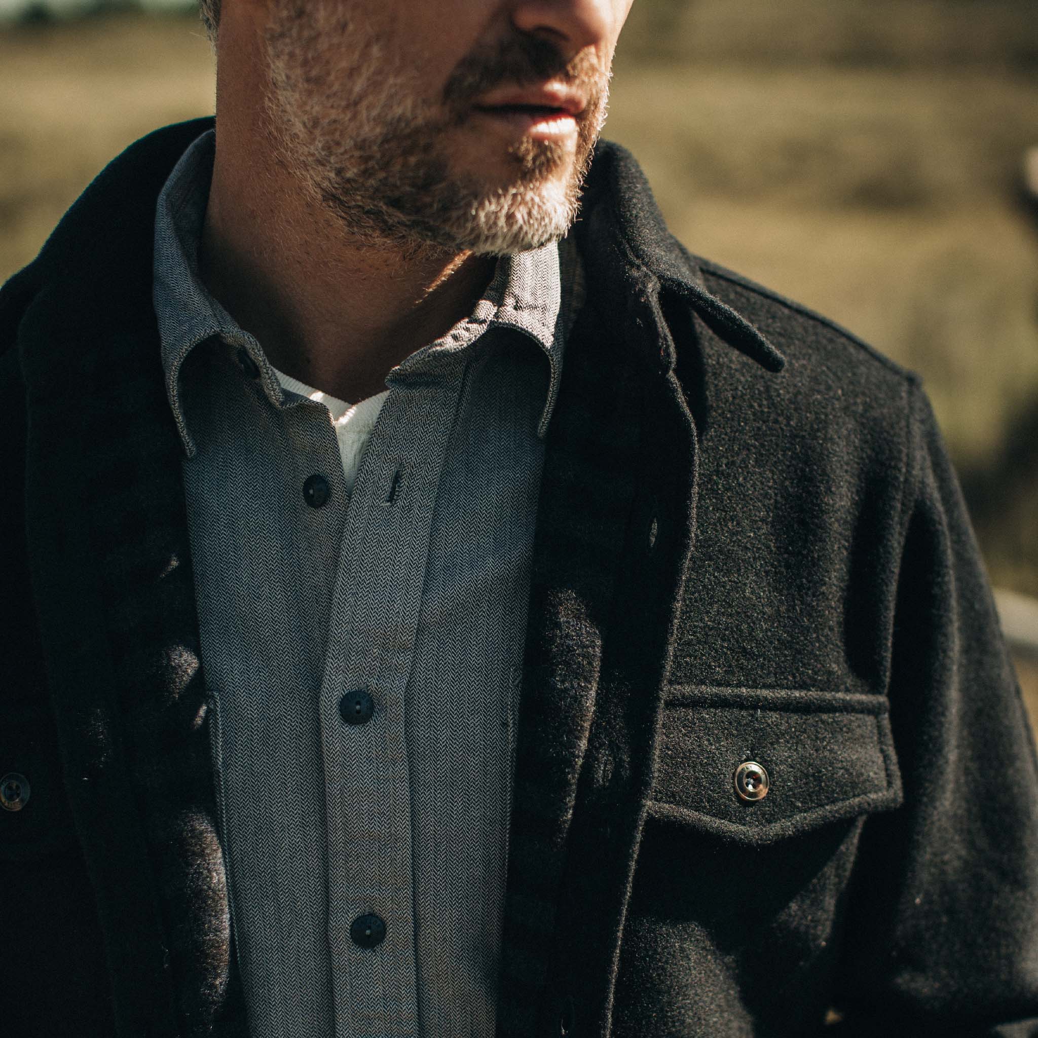 Navy Wool Shirt Jacket F12577