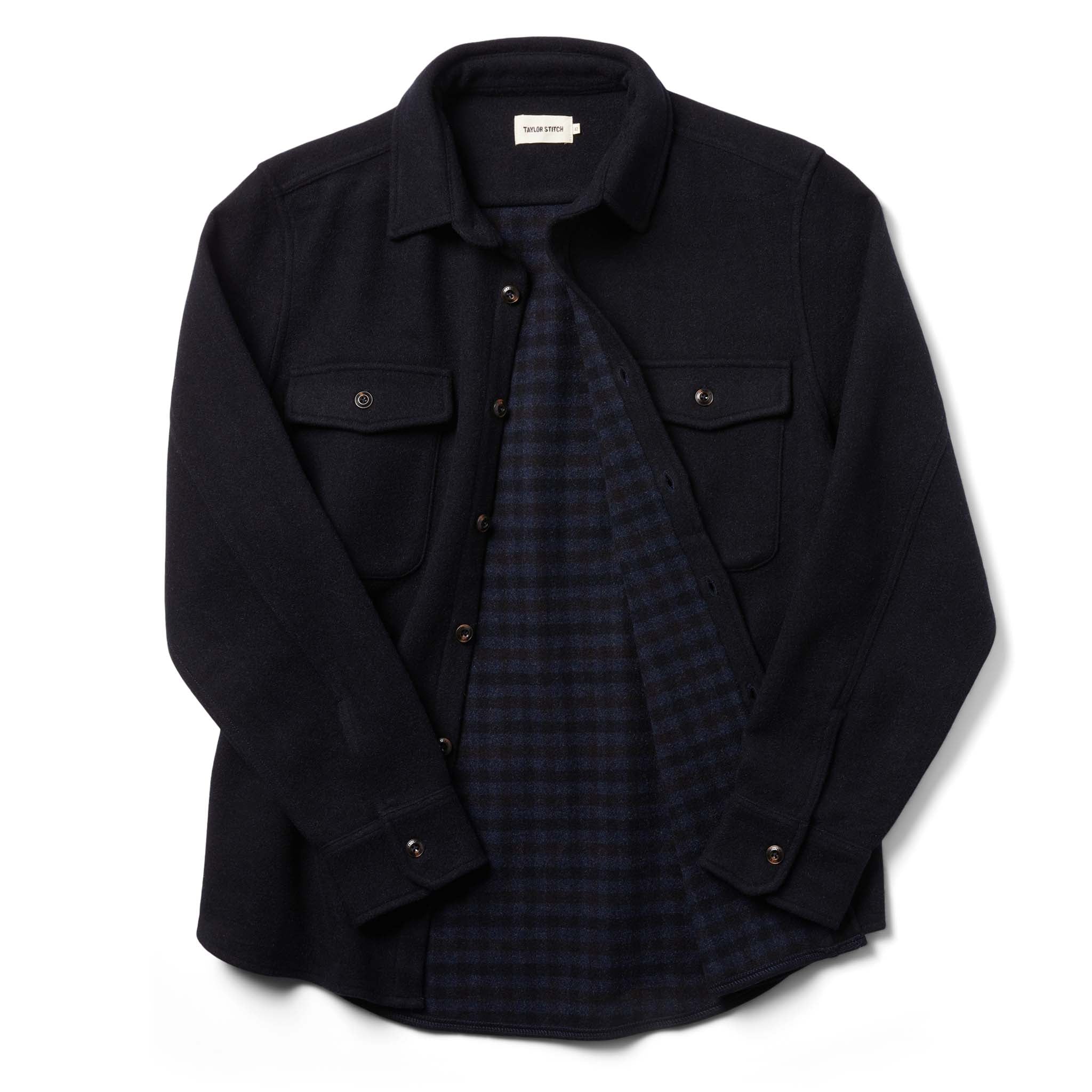 Navy Wool Shirt Jacket F12577