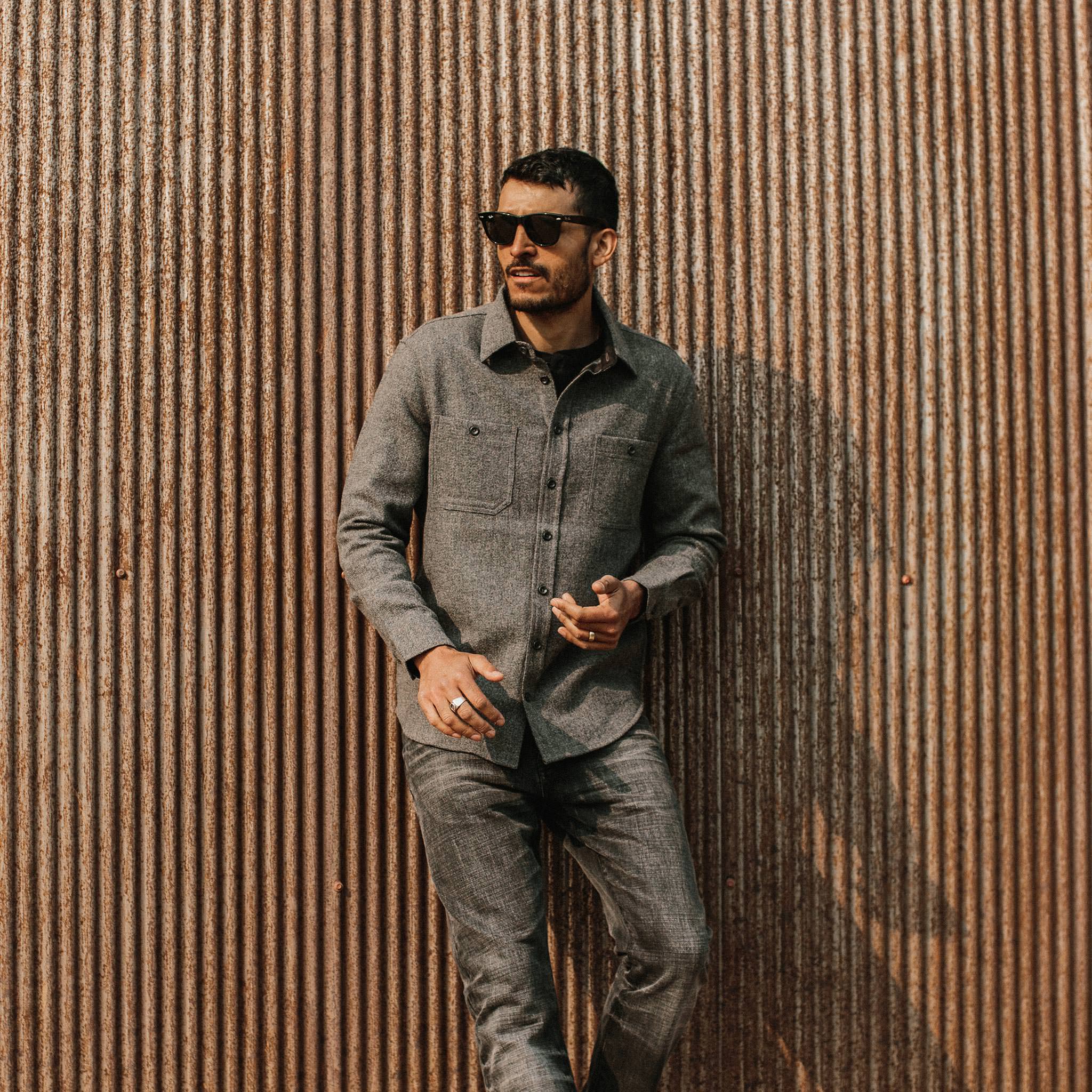 Service Shirt in Ash Melange Wool O492