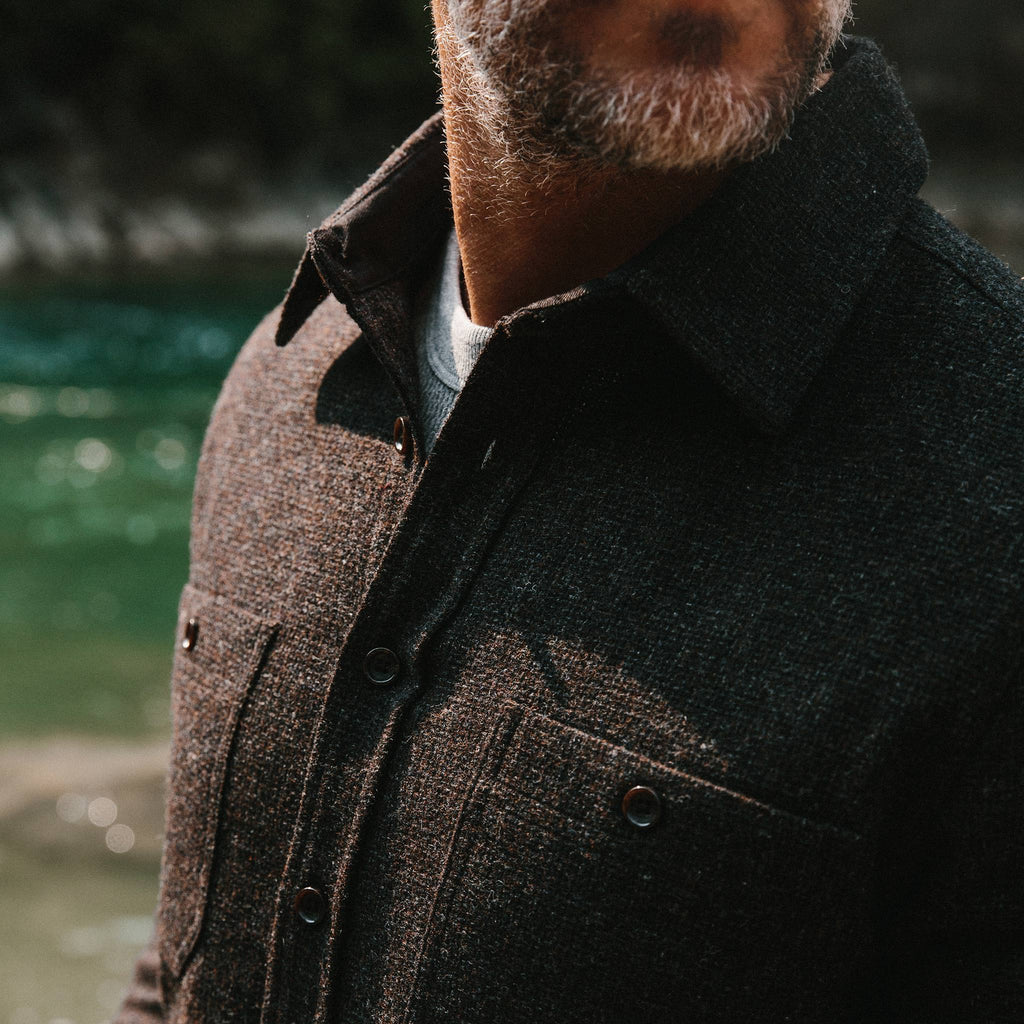 The Service Shirt in Moss Melange Wool