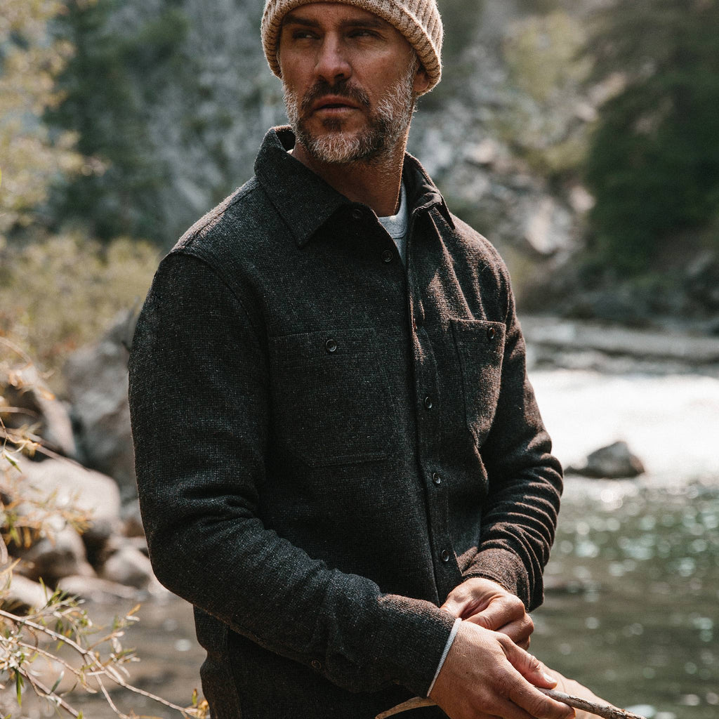 The Service Shirt in Moss Melange Wool