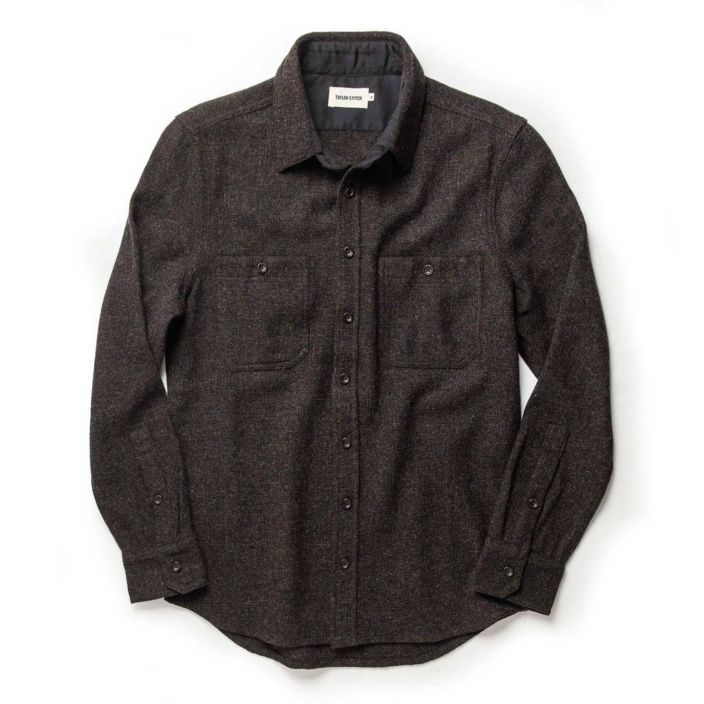 The Service Shirt in Moss Melange Wool