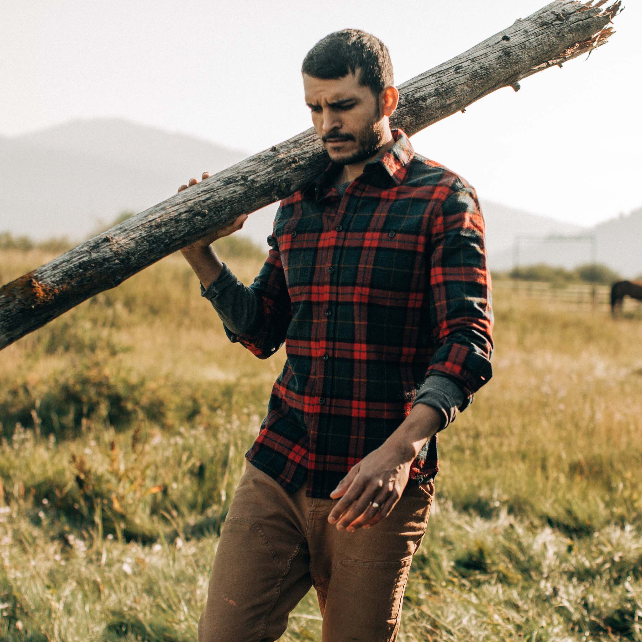 Brushed Red Plaid Utility Shirt V469276
