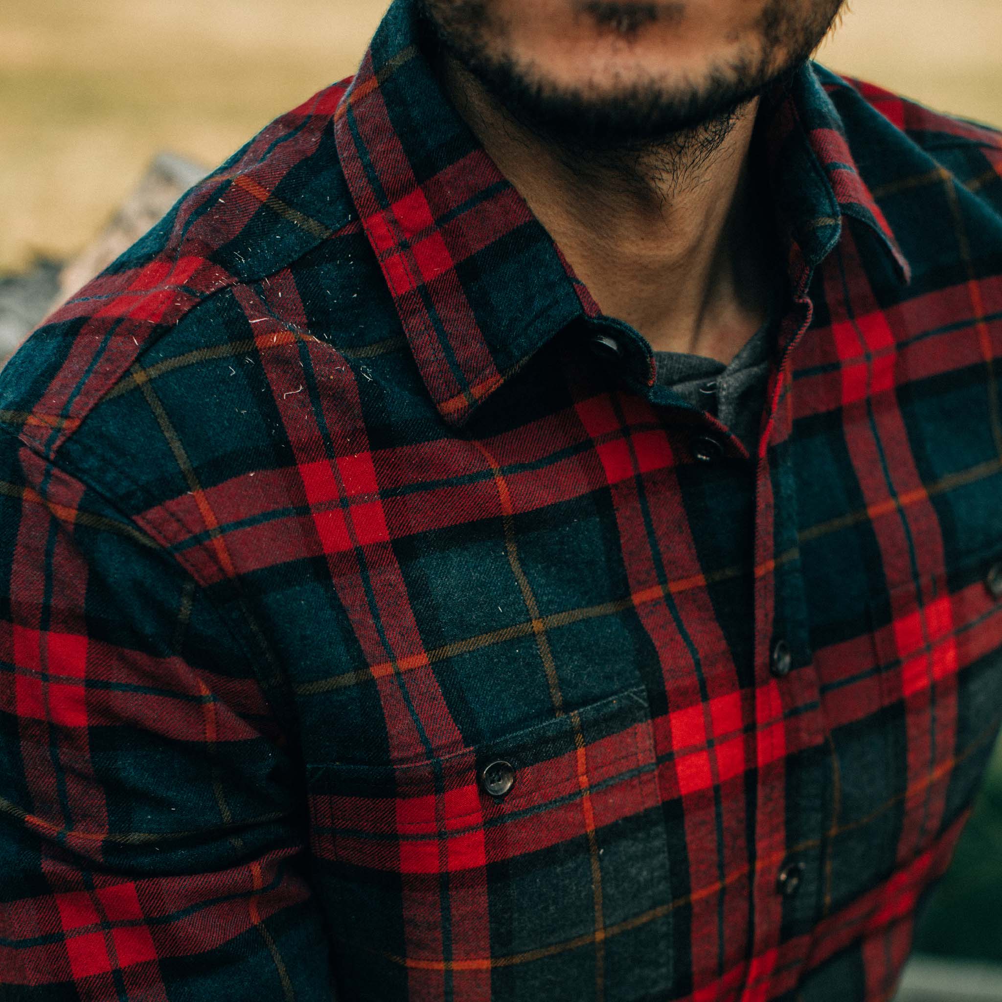 Brushed Red Plaid Utility Shirt V469276