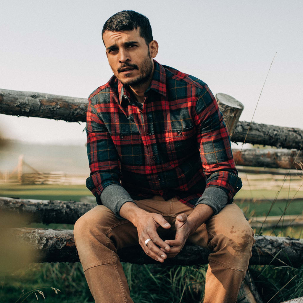 Brushed Red Plaid Utility Shirt V469276