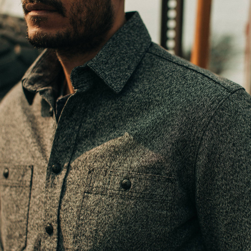 The Utility Shirt in Salt and Pepper Twill