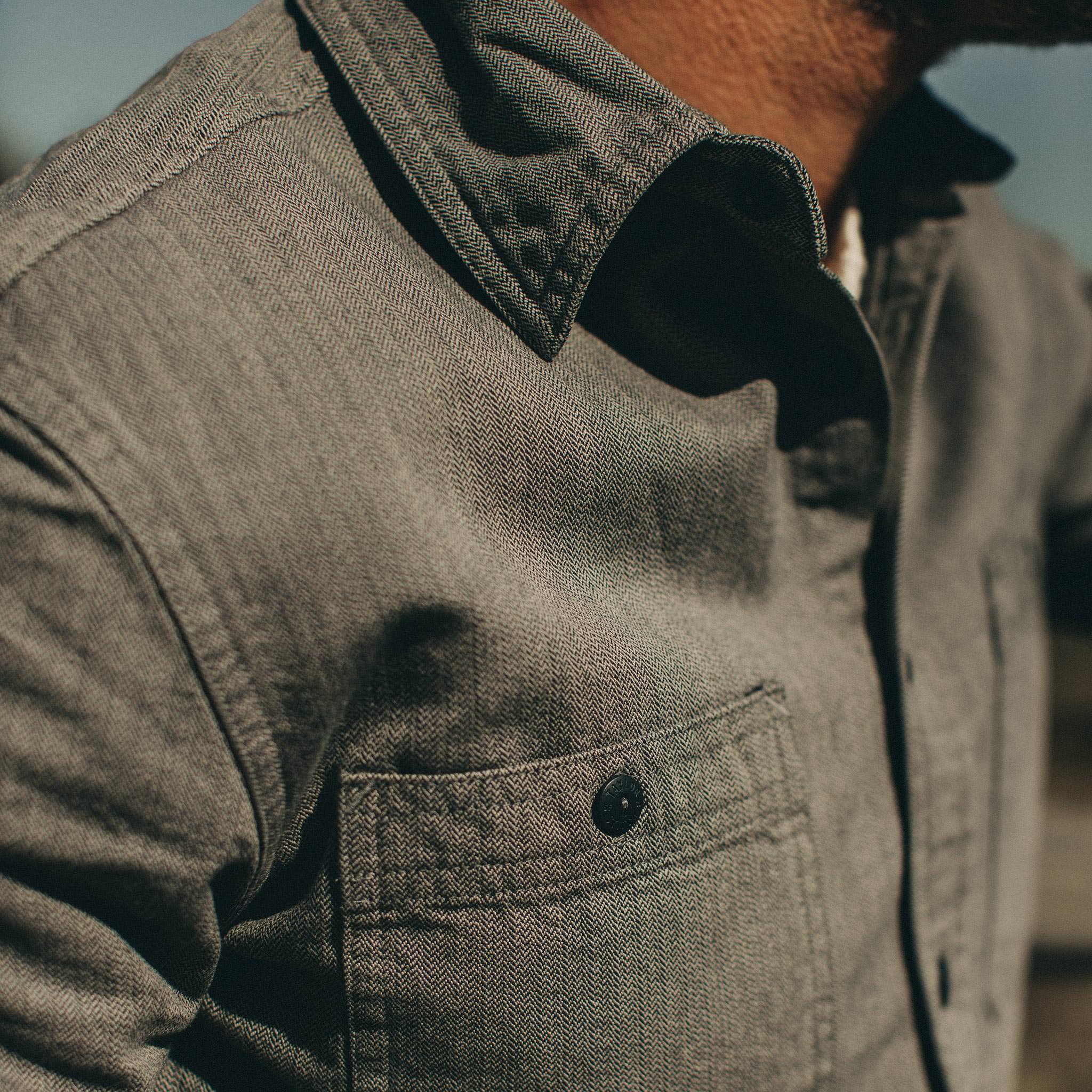 The Utility Shirt in Slate Broken Herringbone