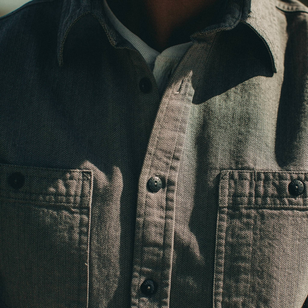The Utility Shirt in Slate Broken Herringbone