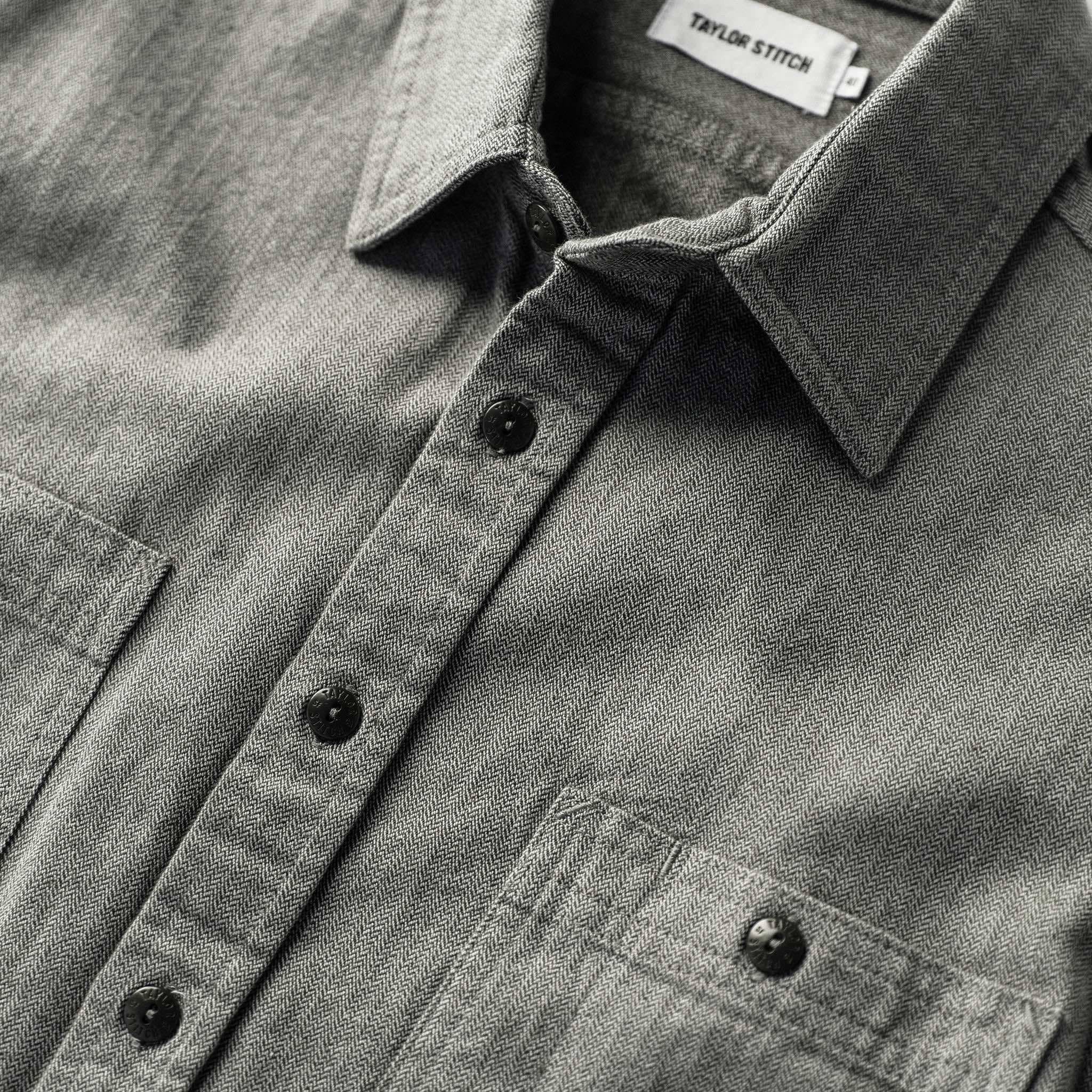 The Utility Shirt in Slate Broken Herringbone