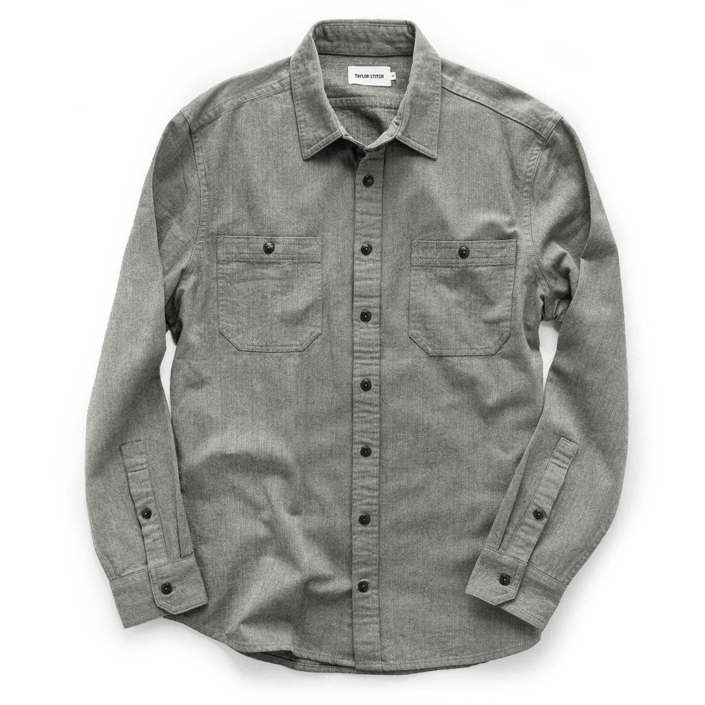 The Utility Shirt in Slate Broken Herringbone