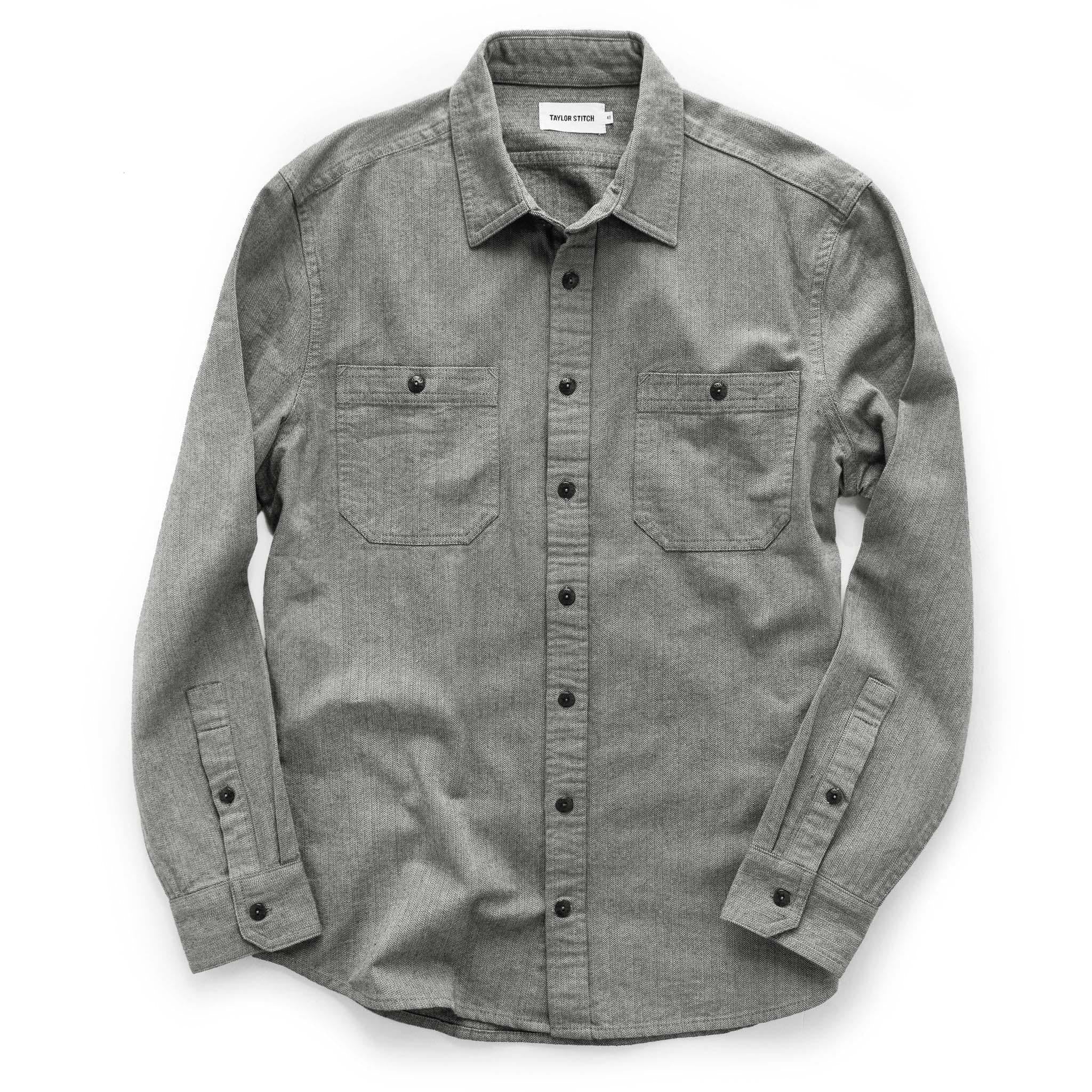 The Utility Shirt in Slate Broken Herringbone