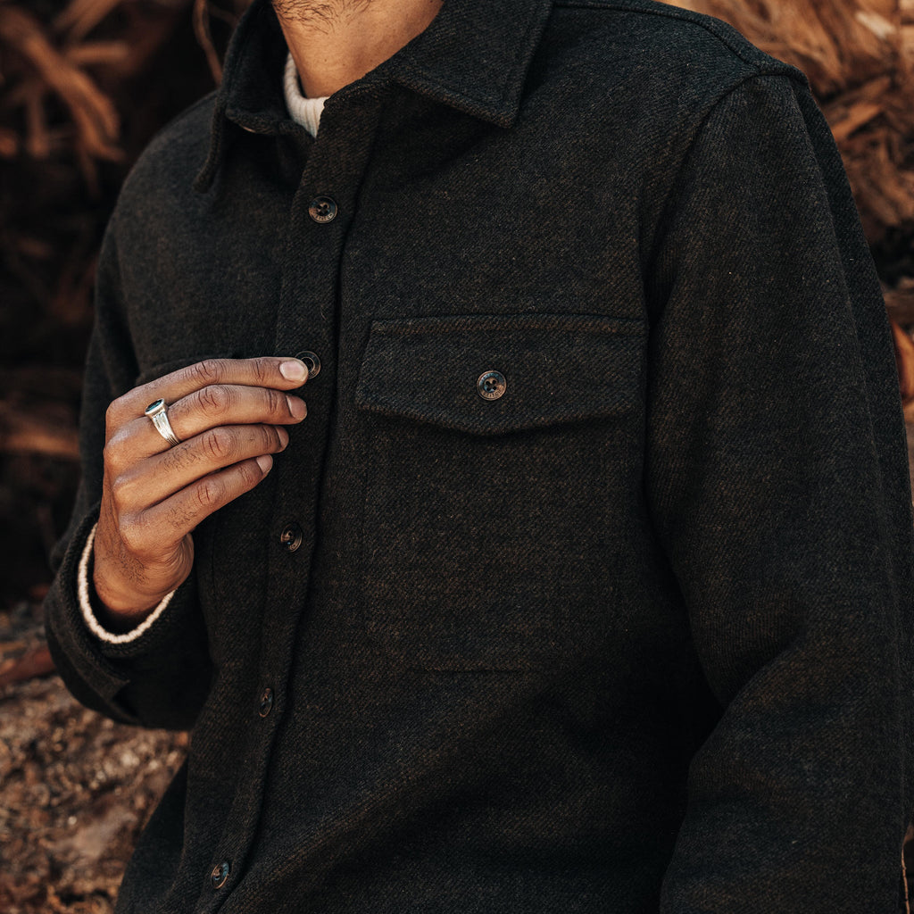 Shirt Jacket in Evergreen Twill G80525