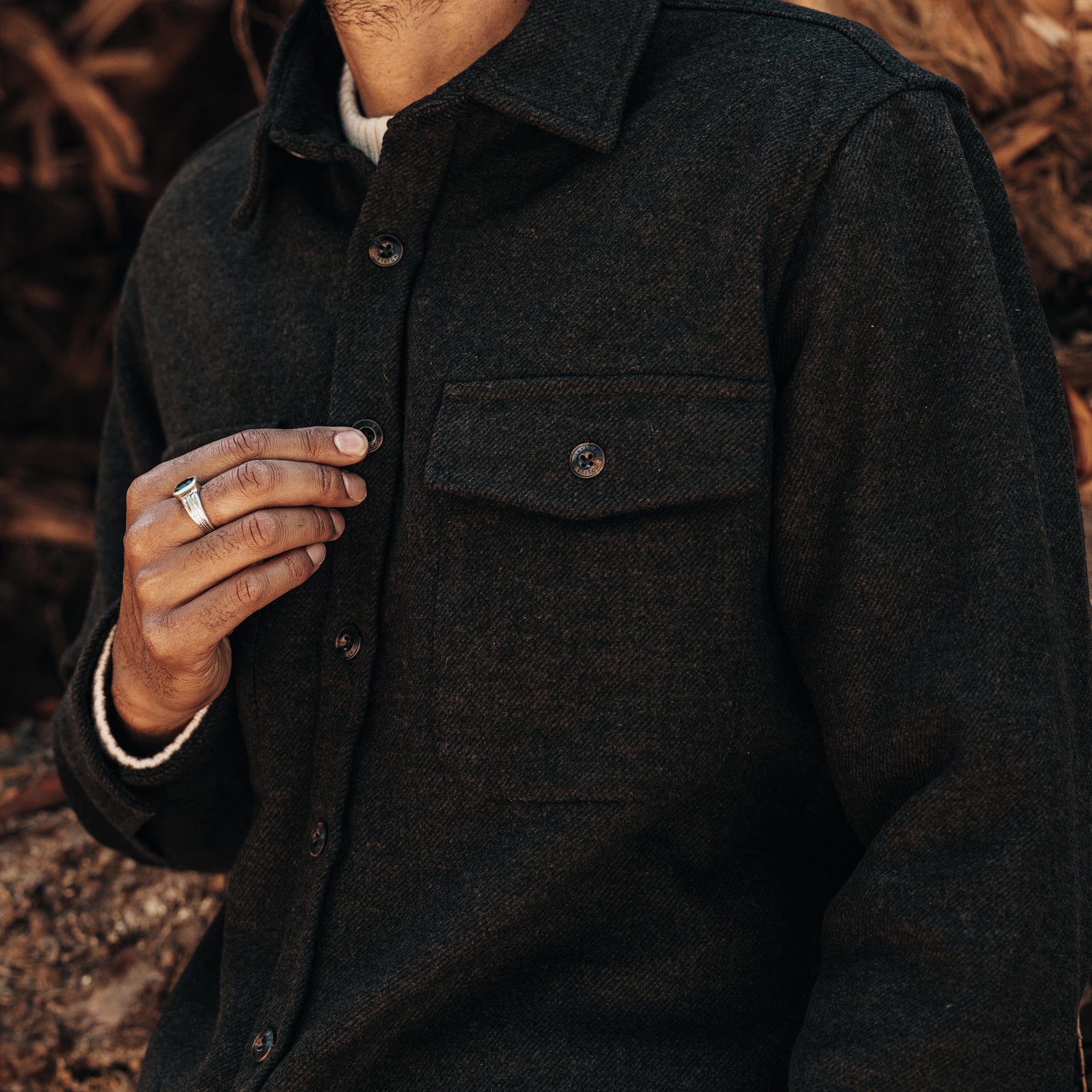 Shirt Jacket in Evergreen Twill G80525