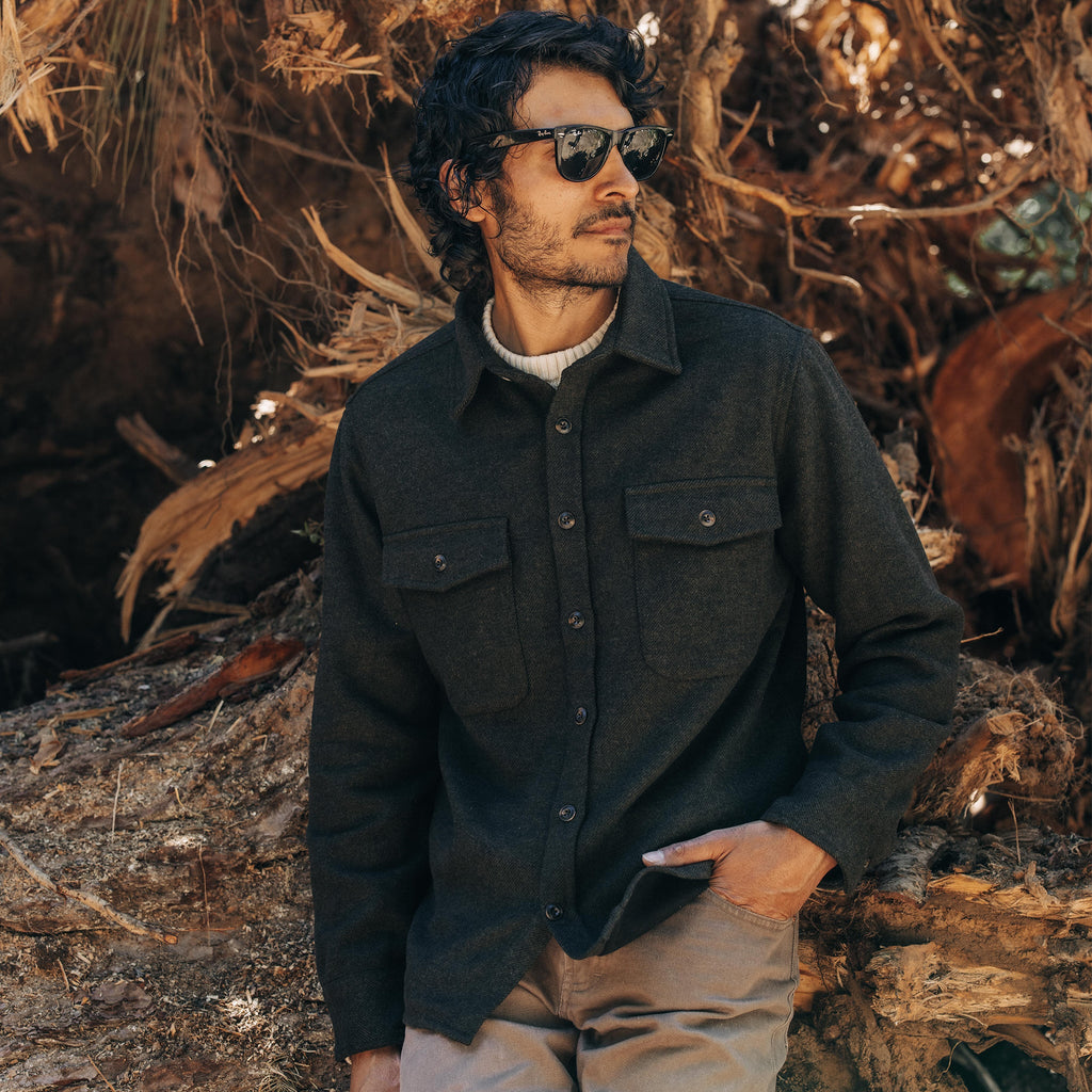 Shirt Jacket in Evergreen Twill G80525