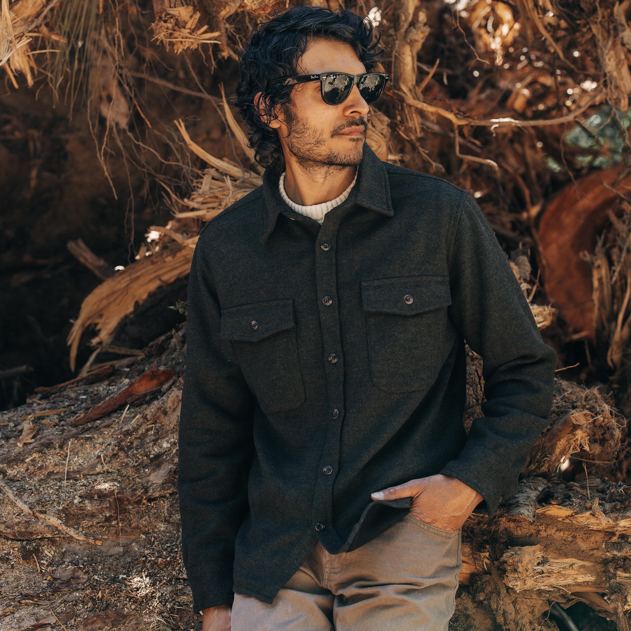 Shirt Jacket in Evergreen Twill G80525
