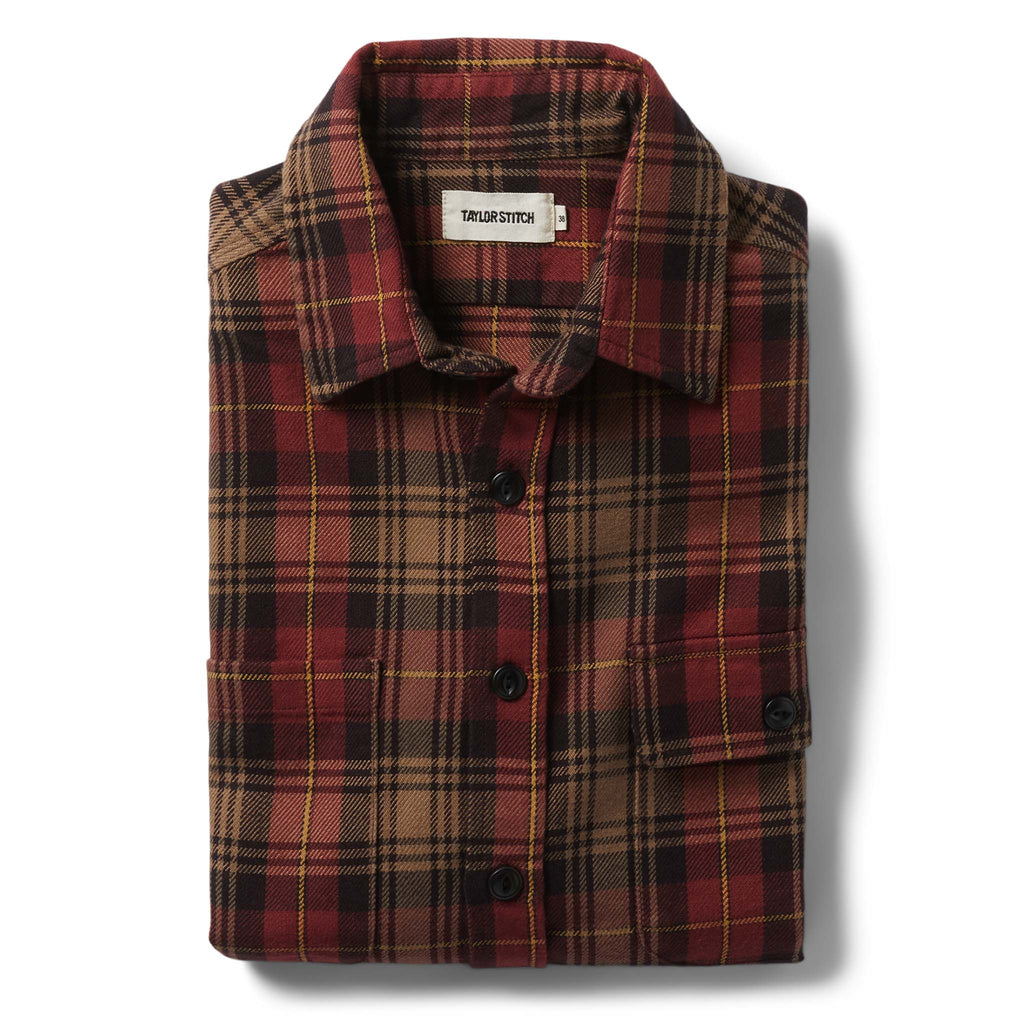 The Moto Utility Shirt in Cardinal Plaid