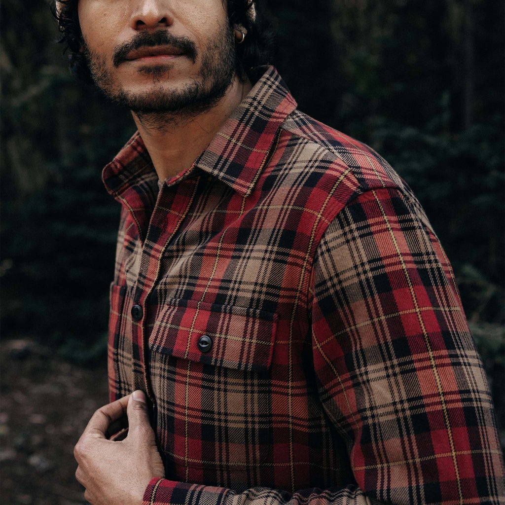 The Moto Utility Shirt in Cardinal Plaid