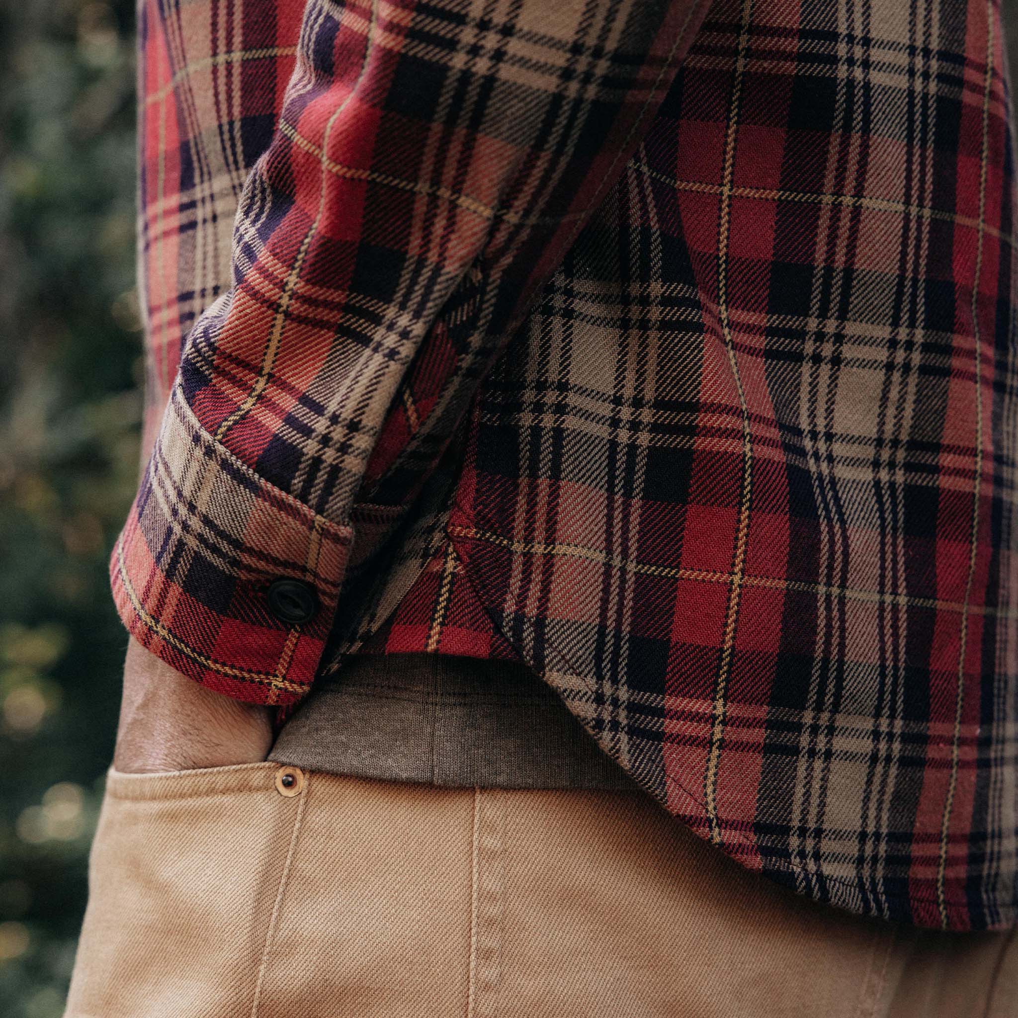 The Moto Utility Shirt in Cardinal Plaid