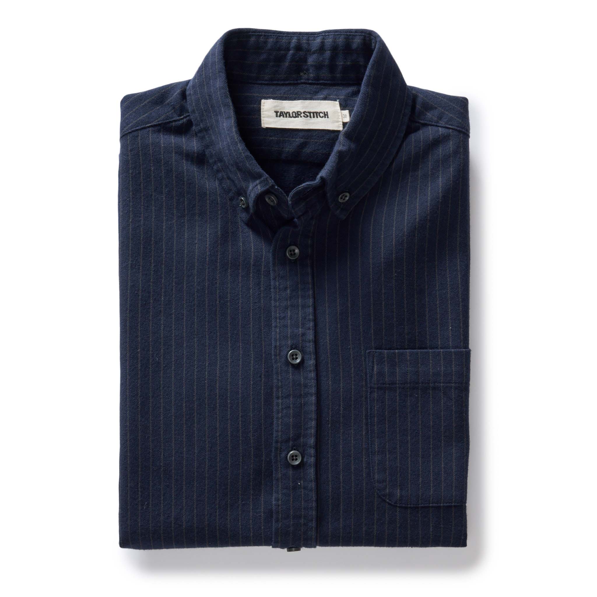 Jacket in Brushed Heather Navy Stripe A5358