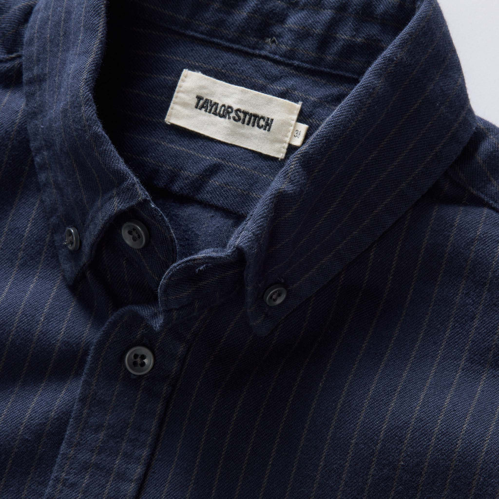 Jacket in Brushed Heather Navy Stripe A5358