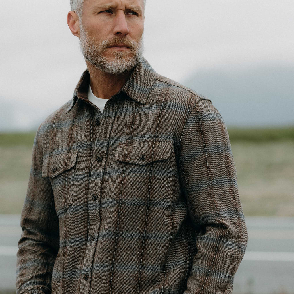 Dark Brick Plaid Wool Shirt U9396
