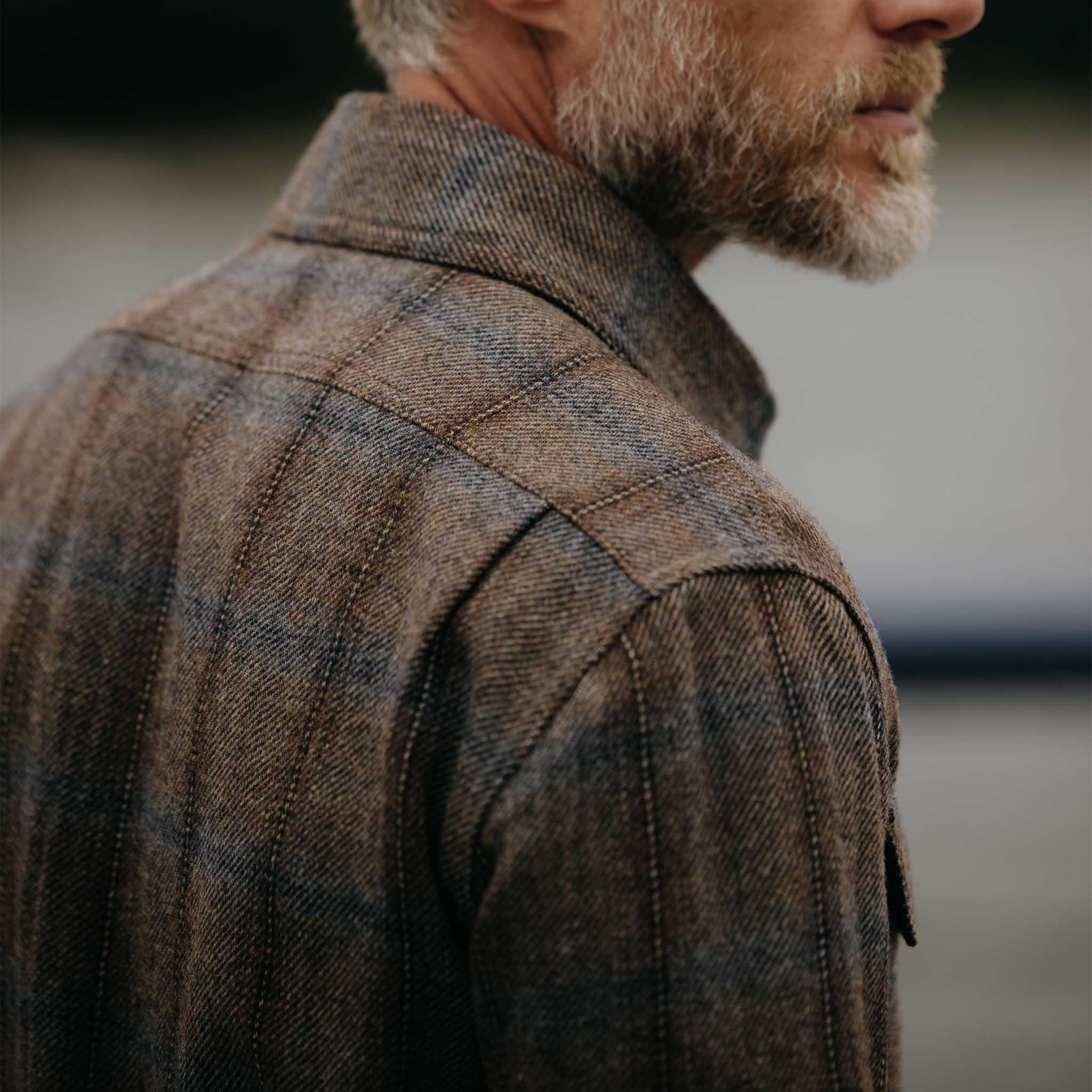 Dark Brick Plaid Wool Shirt U9396