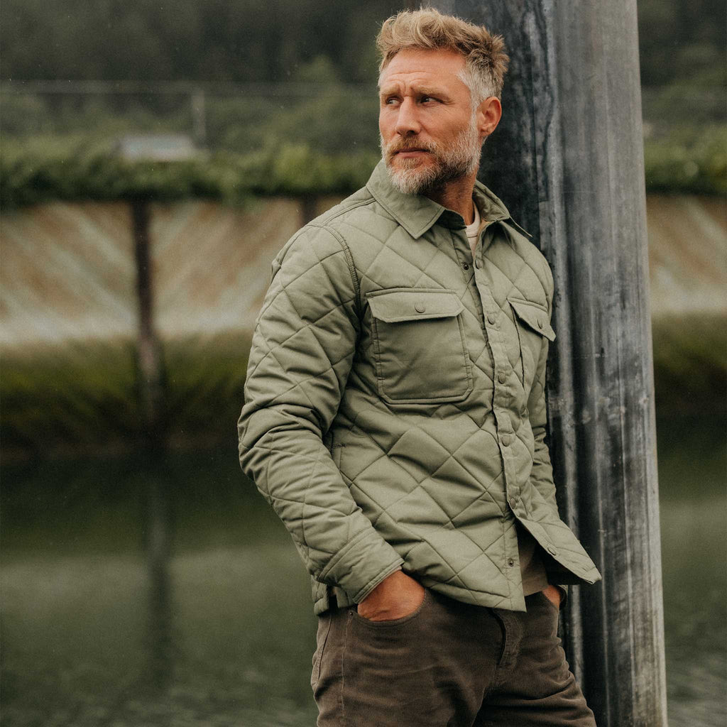 Shirt Jacket in Smoked Olive Dry Wax D954
