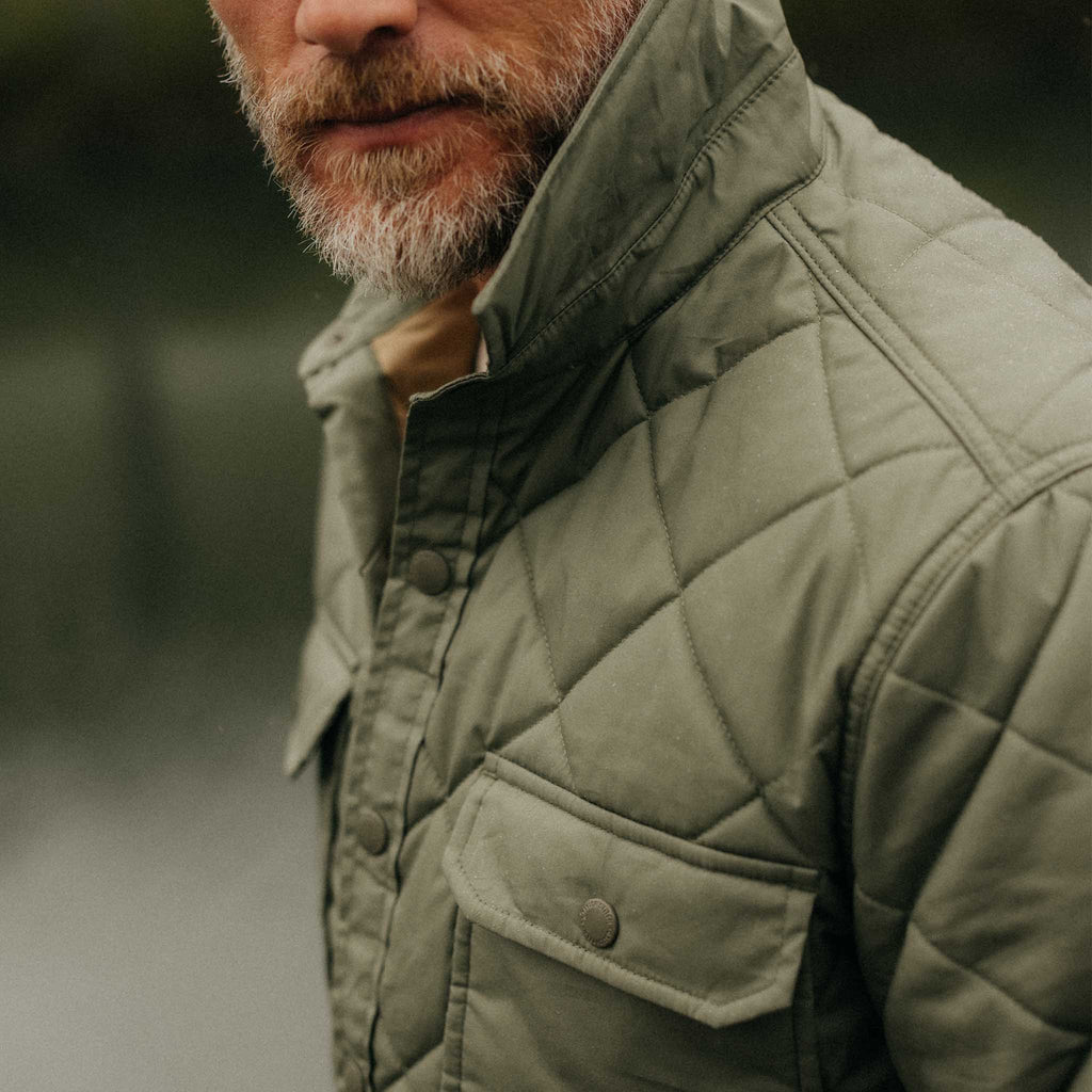 Shirt Jacket in Smoked Olive Dry Wax D954