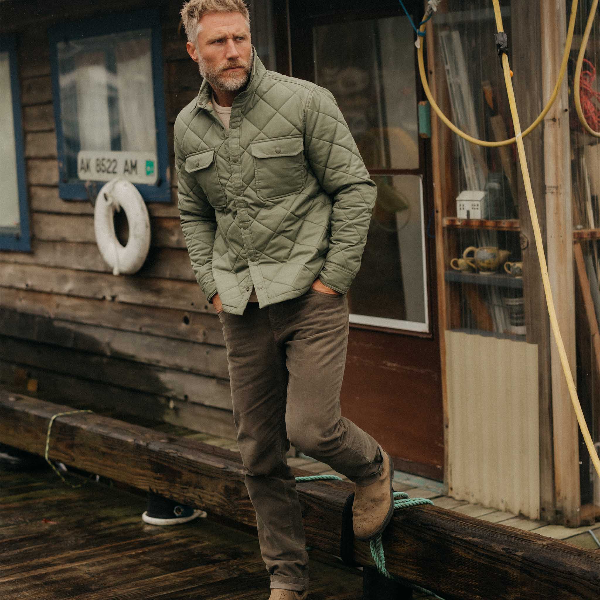 Shirt Jacket in Smoked Olive Dry Wax D954