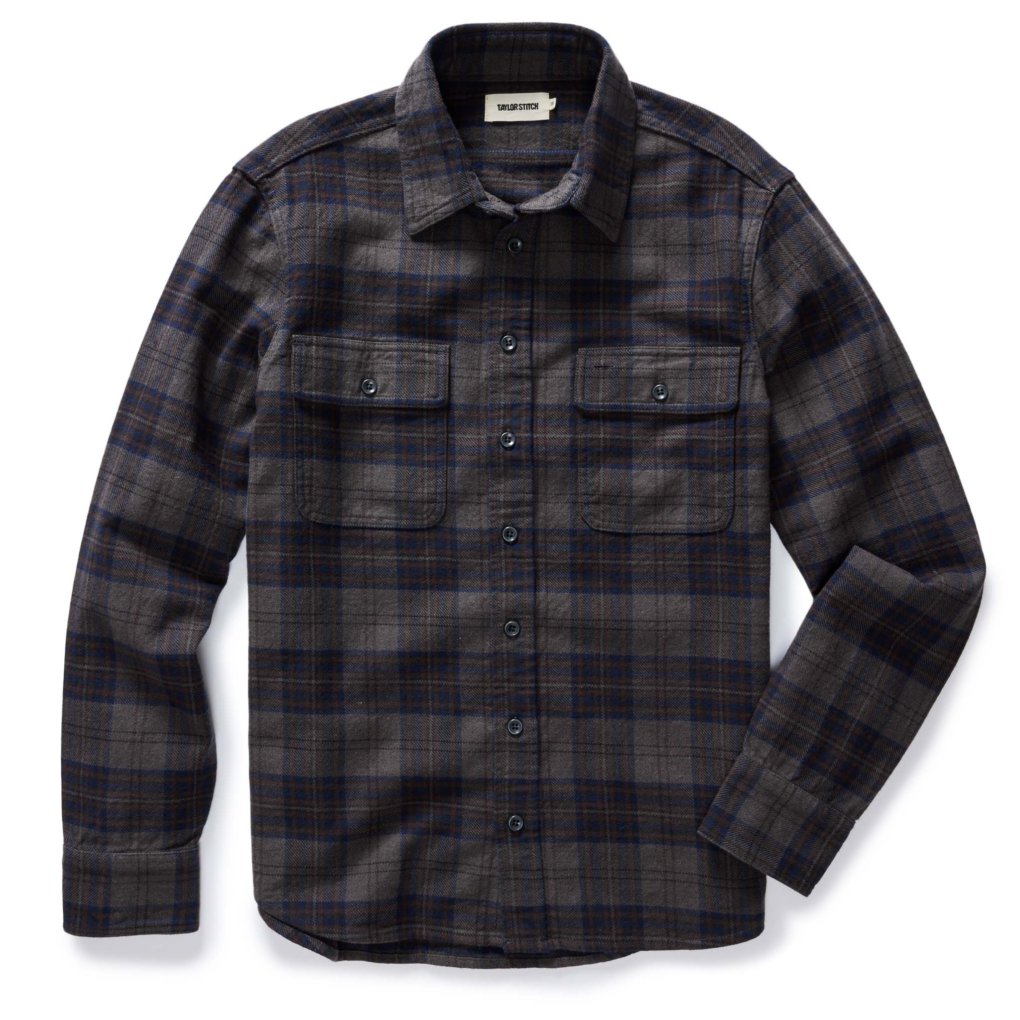 The Ledge Shirt in Heather Granite Plaid