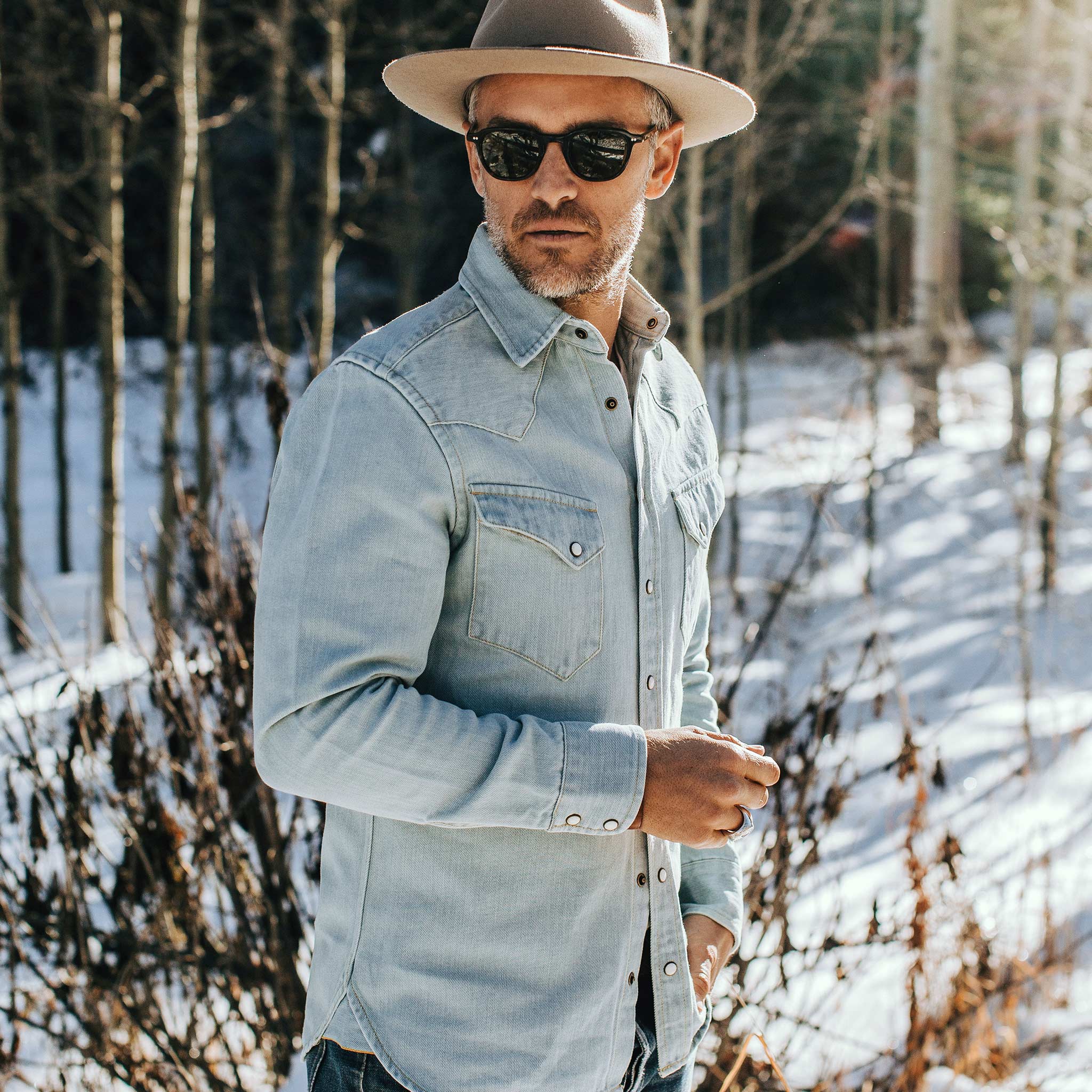 The Western Shirt in Washed Denim