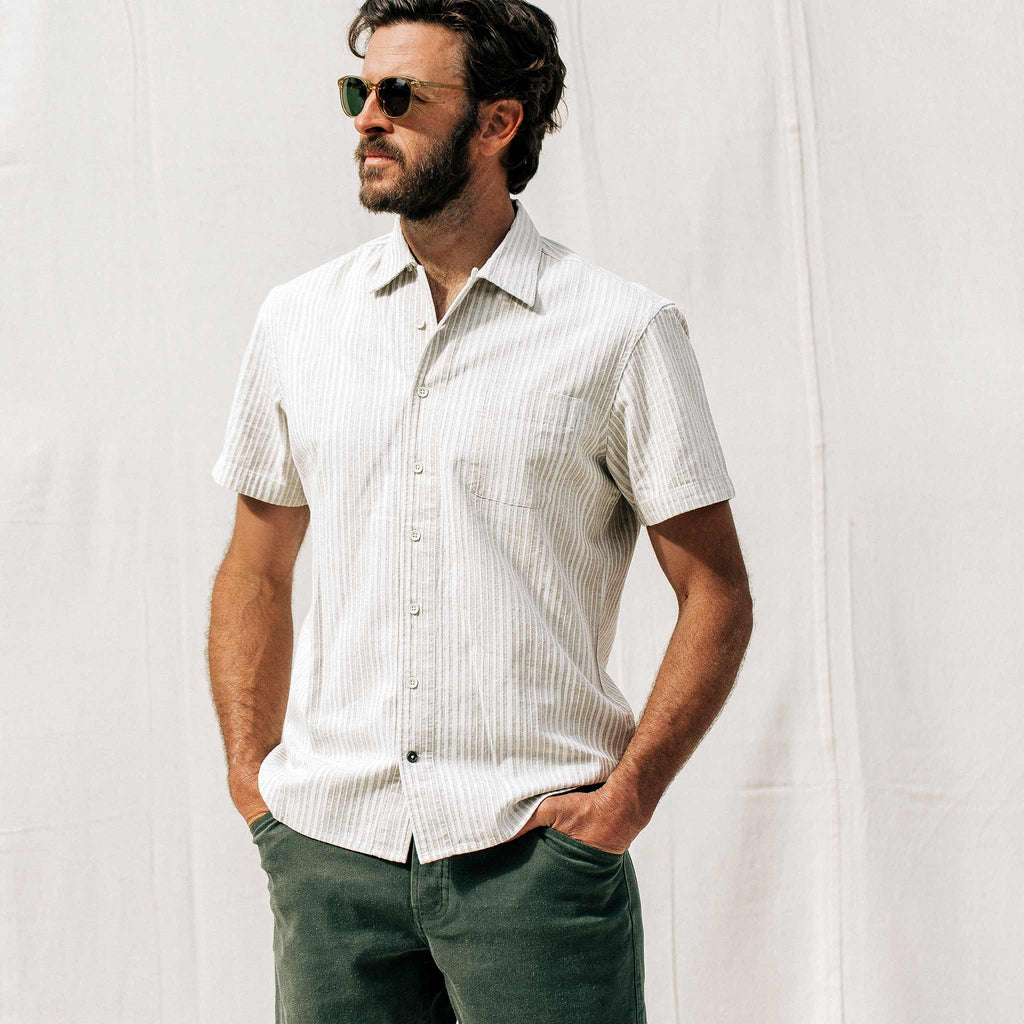 Natural Stripe Short Sleeve Shirt T8457