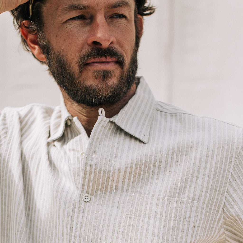 Natural Stripe Short Sleeve Shirt T8457