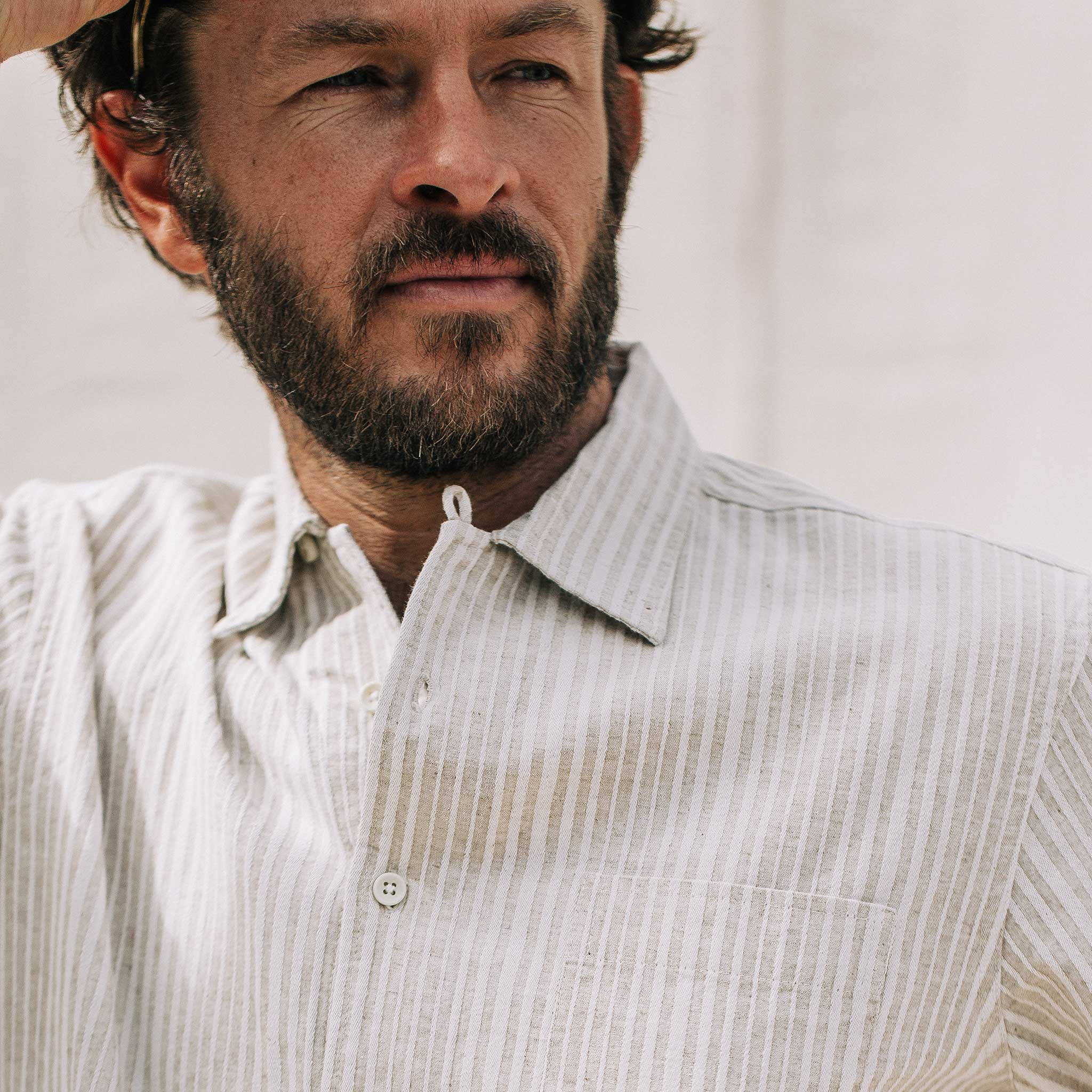 Natural Stripe Short Sleeve Shirt T8457