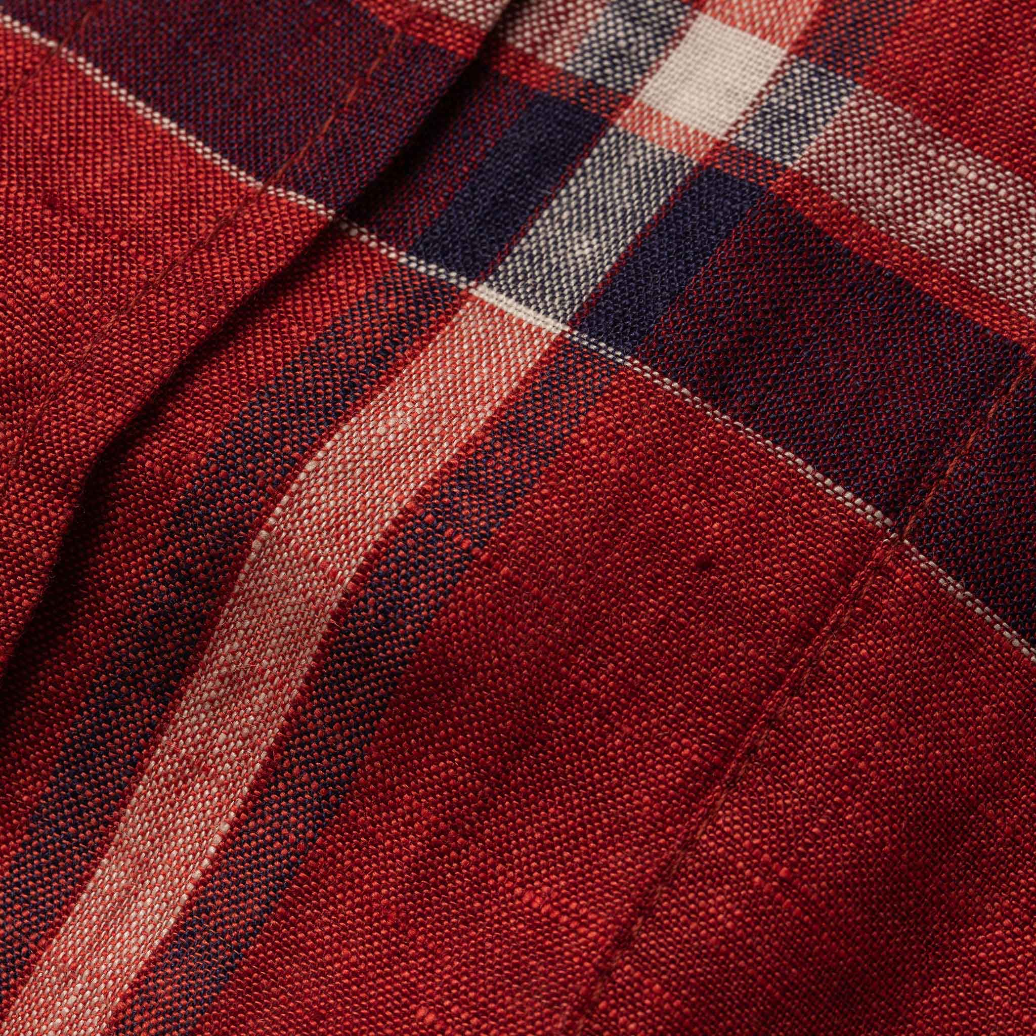 Crimson Plaid Short Sleeve Jack E774
