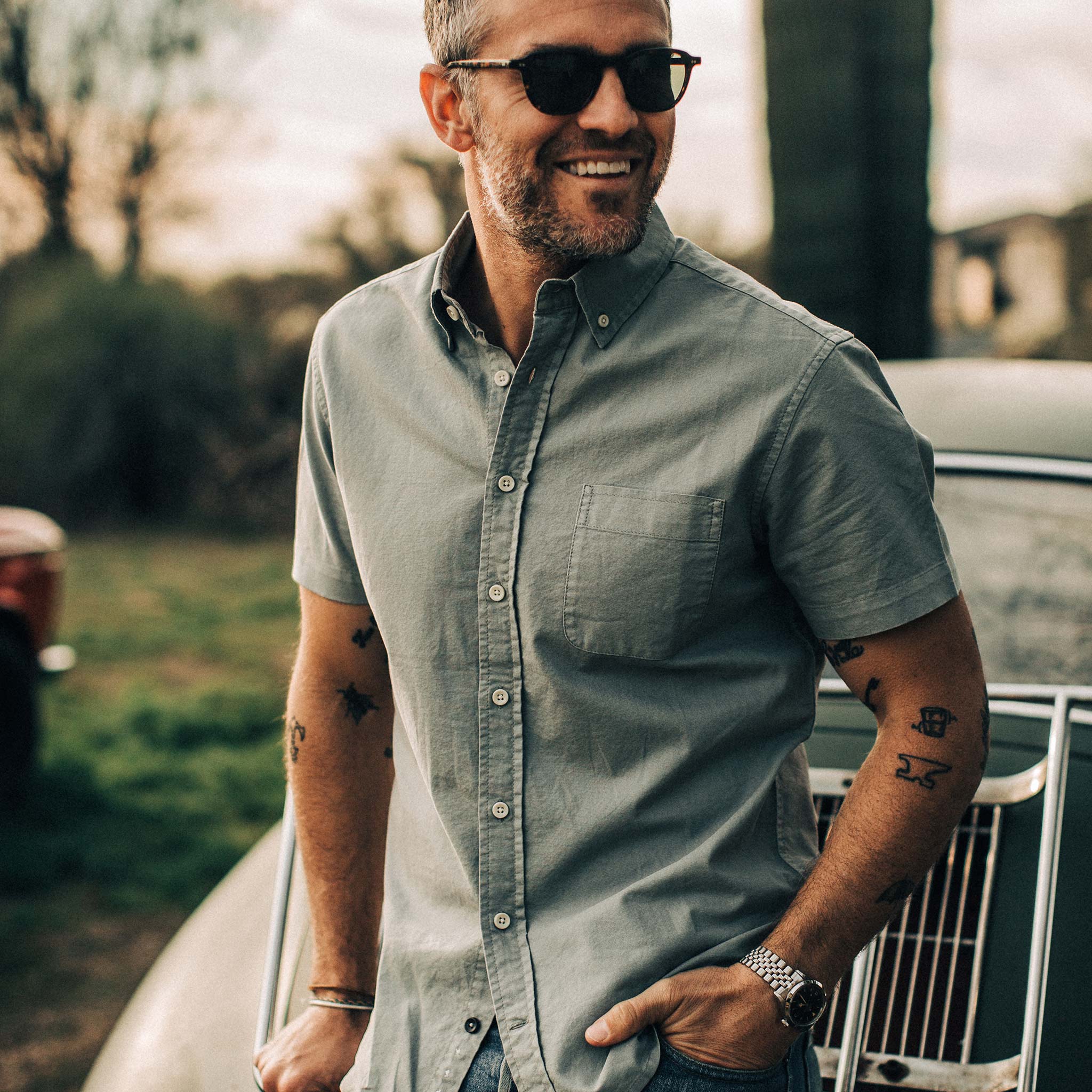 Short Sleeve Jack in Dusk Oxford K851332
