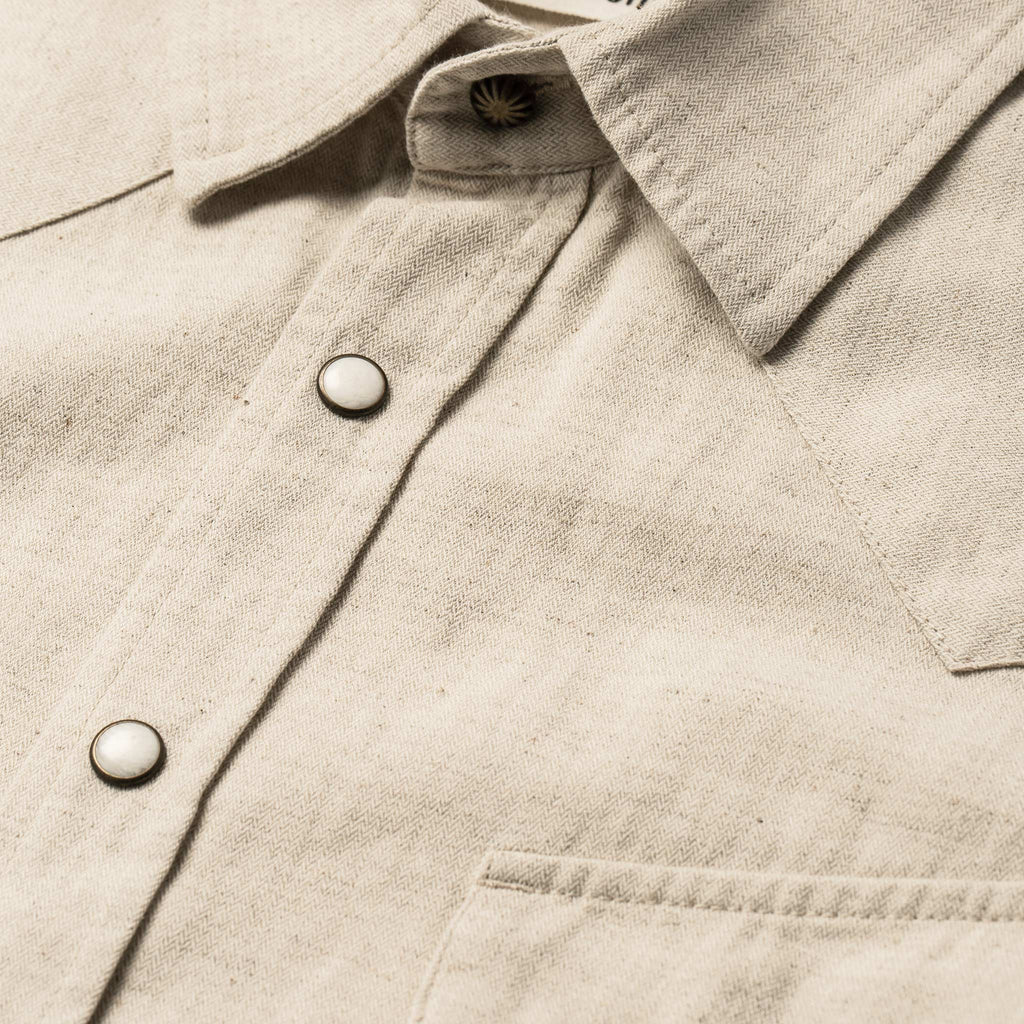 Natural Herringbone Short Sleeve Western Shirt D297