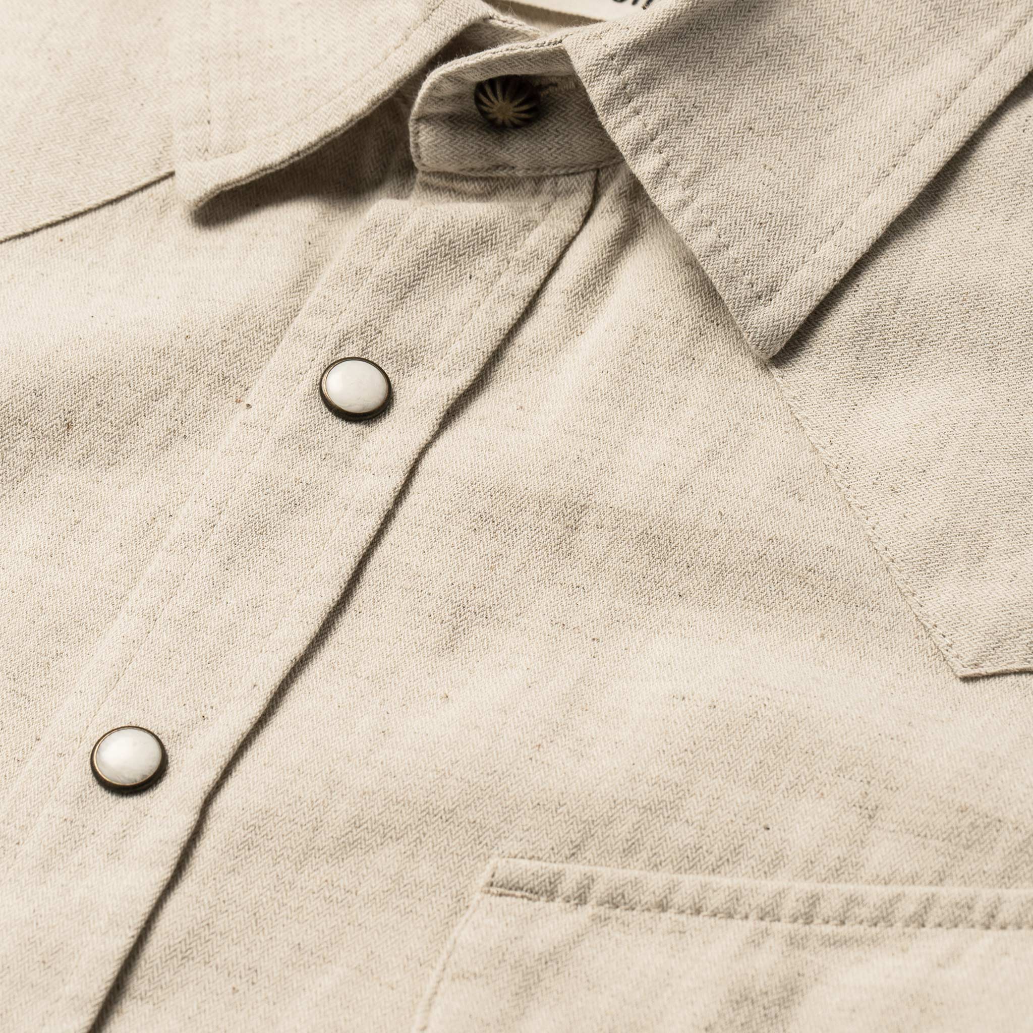 Natural Herringbone Short Sleeve Western Shirt D297