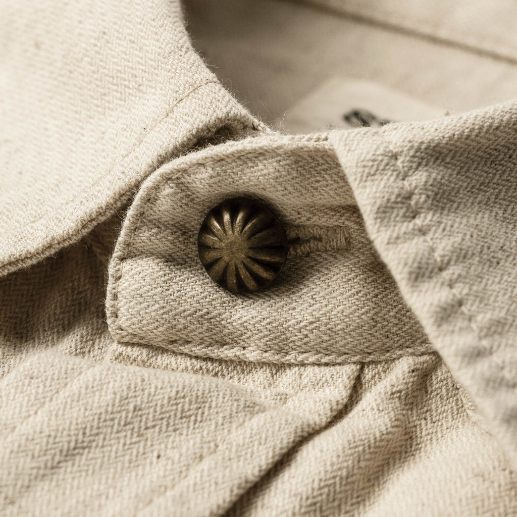 Natural Herringbone Short Sleeve Western Shirt D297