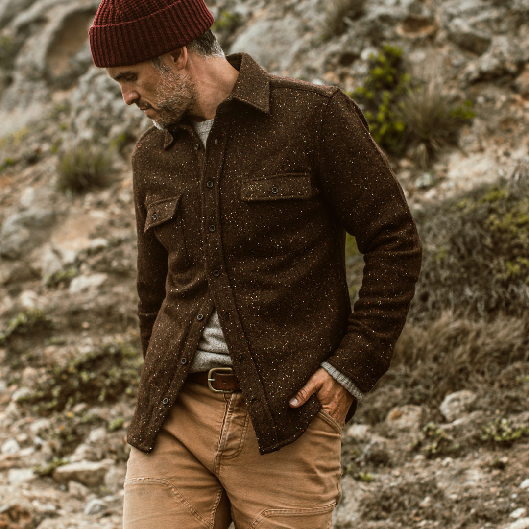 The Leeward Shirt in Chocolate Donegal