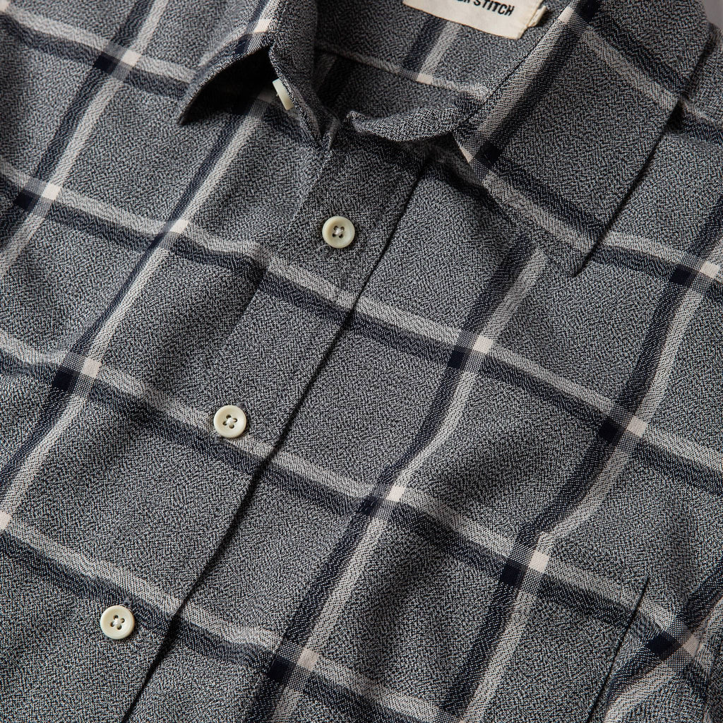 Navy Salt and Pepper Plaid Shirt H7213