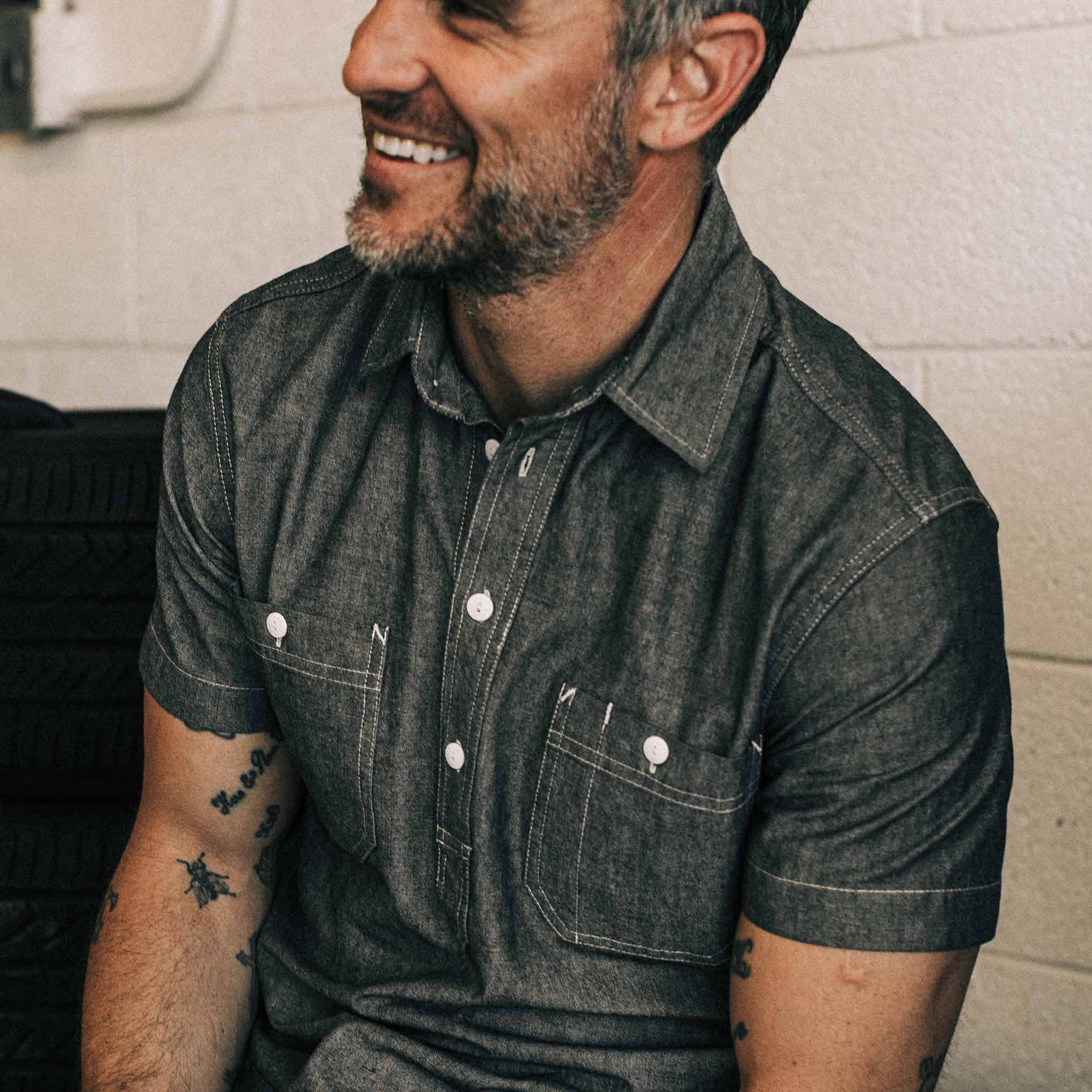 Charcoal Chambray Short Sleeve Popover W5560