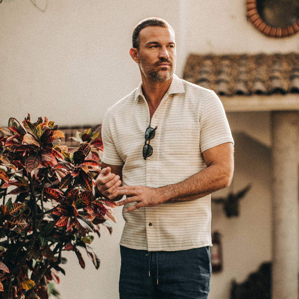 Natural Pickstitch Waffle Short Sleeve Shirt R742764