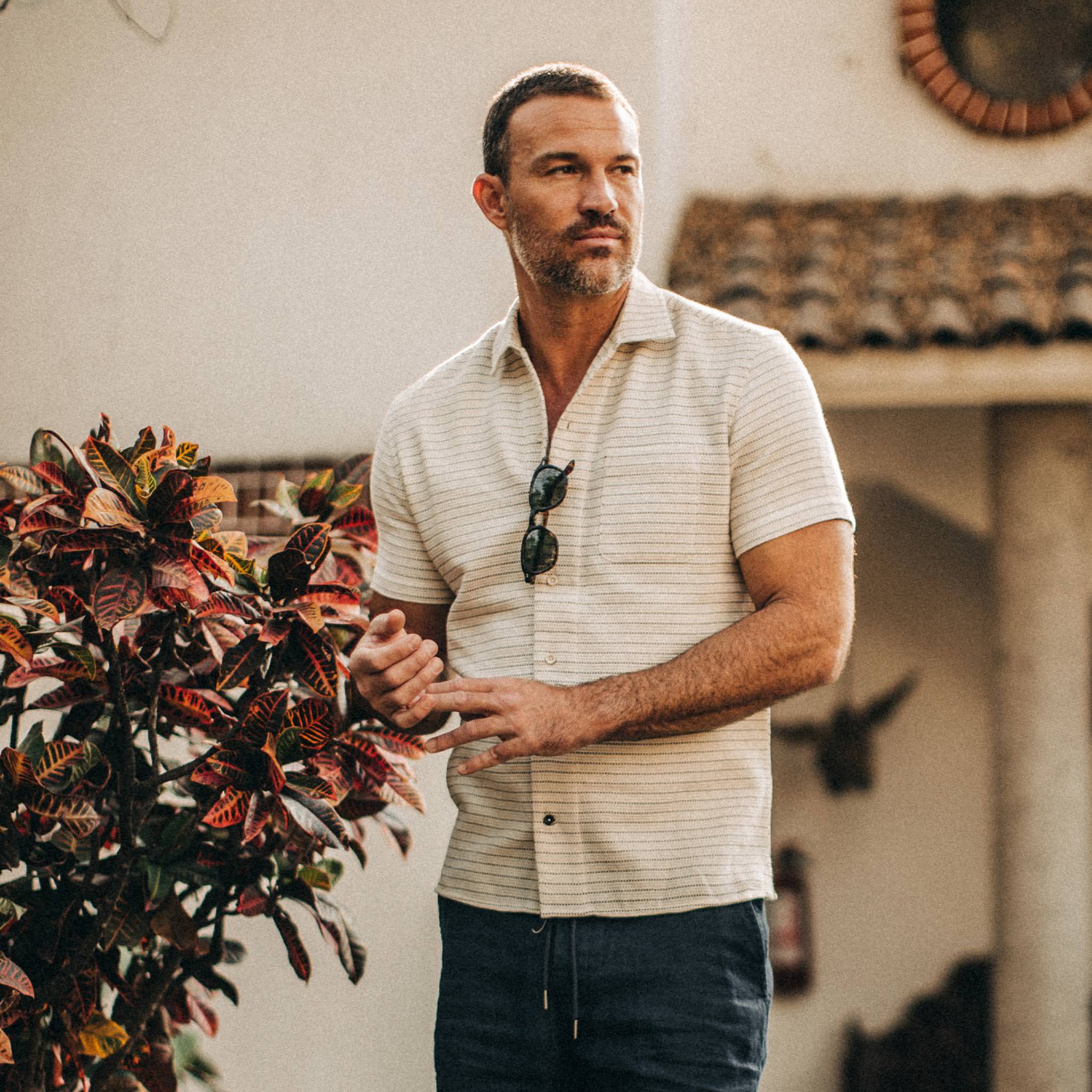 Natural Pickstitch Waffle Short Sleeve Shirt R742764