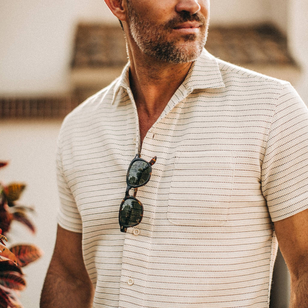 Natural Pickstitch Waffle Short Sleeve Shirt R742764